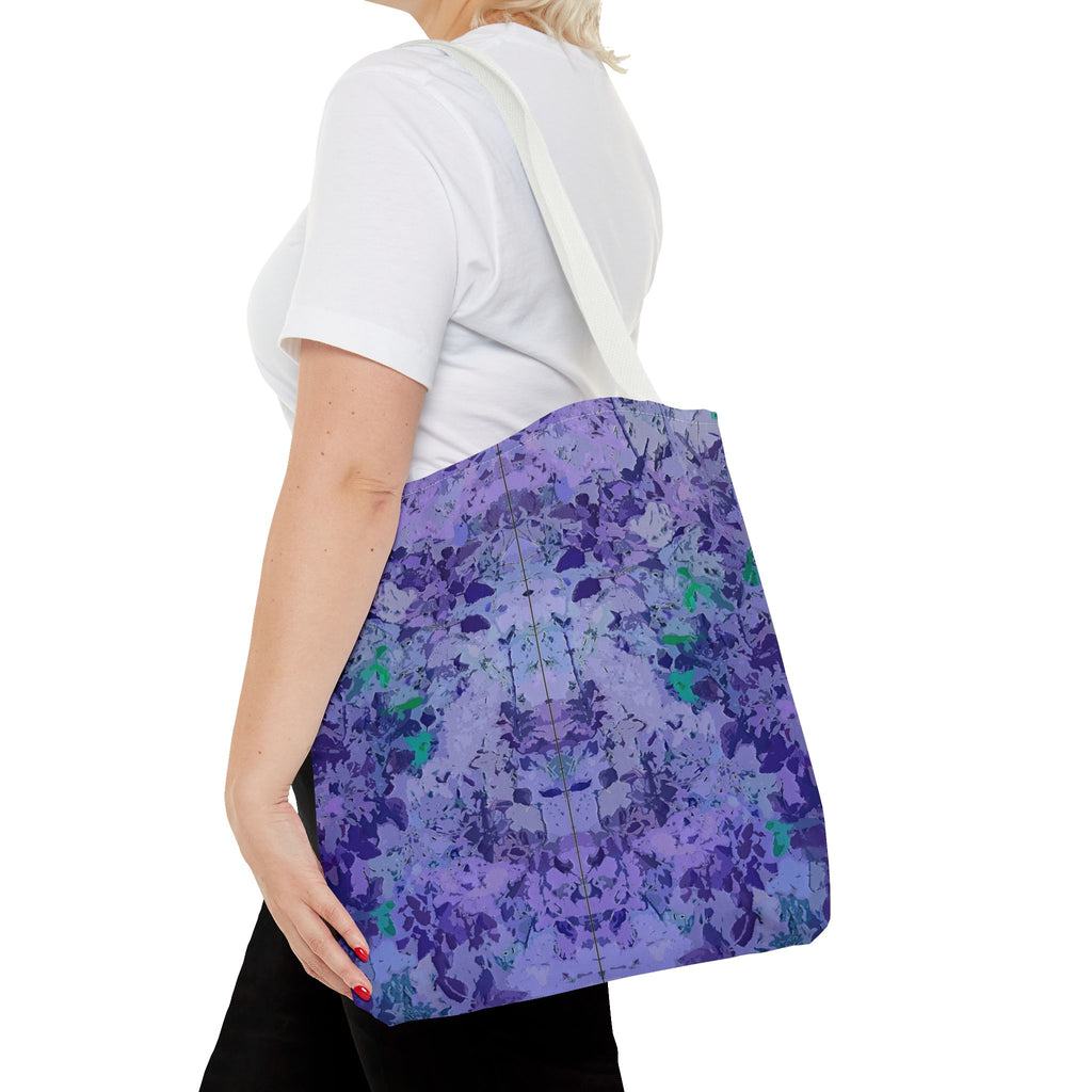Purple Tie-Dye Tote Bag — Abstract Floral Pattern All-Over Print