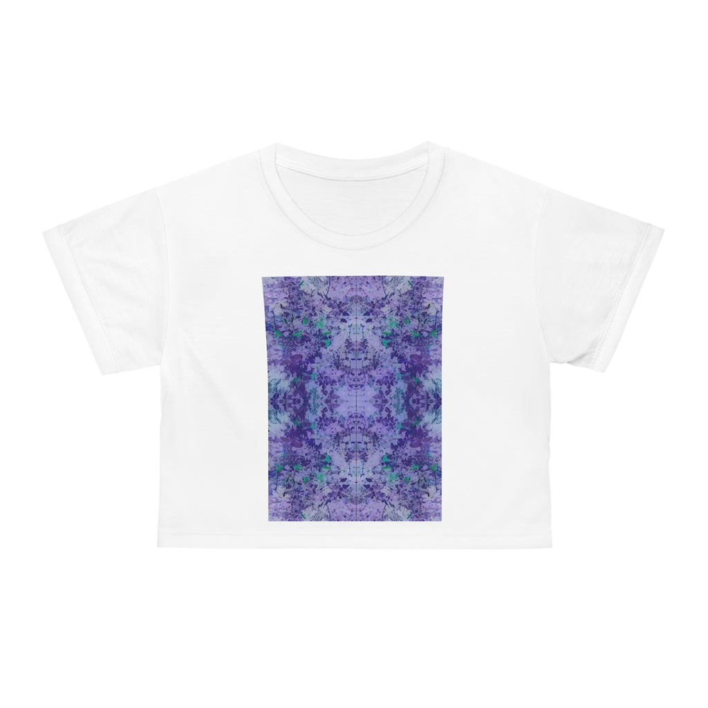 Purple Kaleidoscope Crop Tee — Abstract Floral Pattern Crop Top