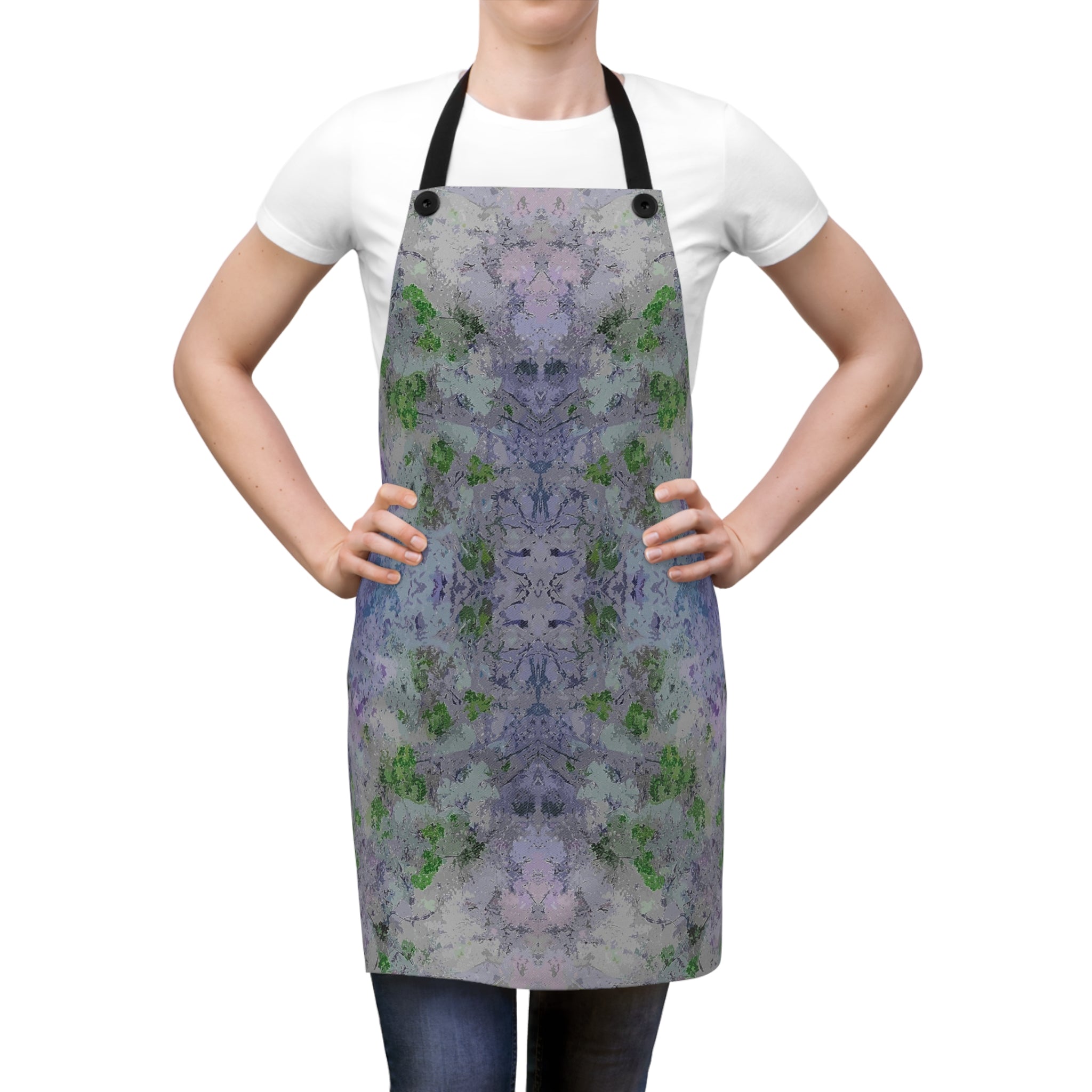 Tie-Dye Watercolor Apron — Pastel Purple & Green Kitchen Apron