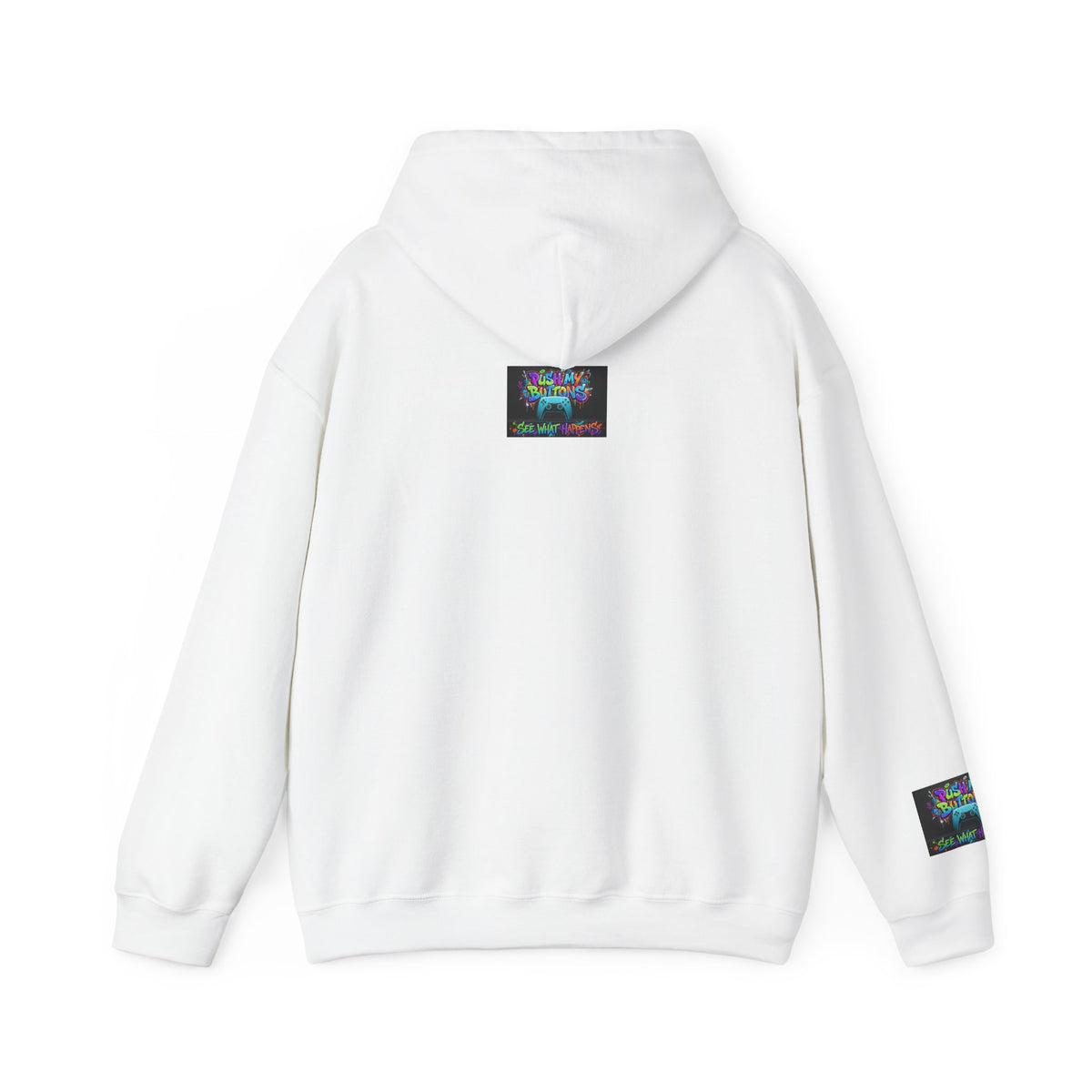 Gaming Hoodie — 'Push My Buttons' Colorful Controller Graphic