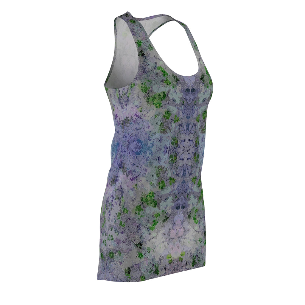 Floral Watercolor Racerback Dress — Lavender Green Tie-Dye All-Over Print