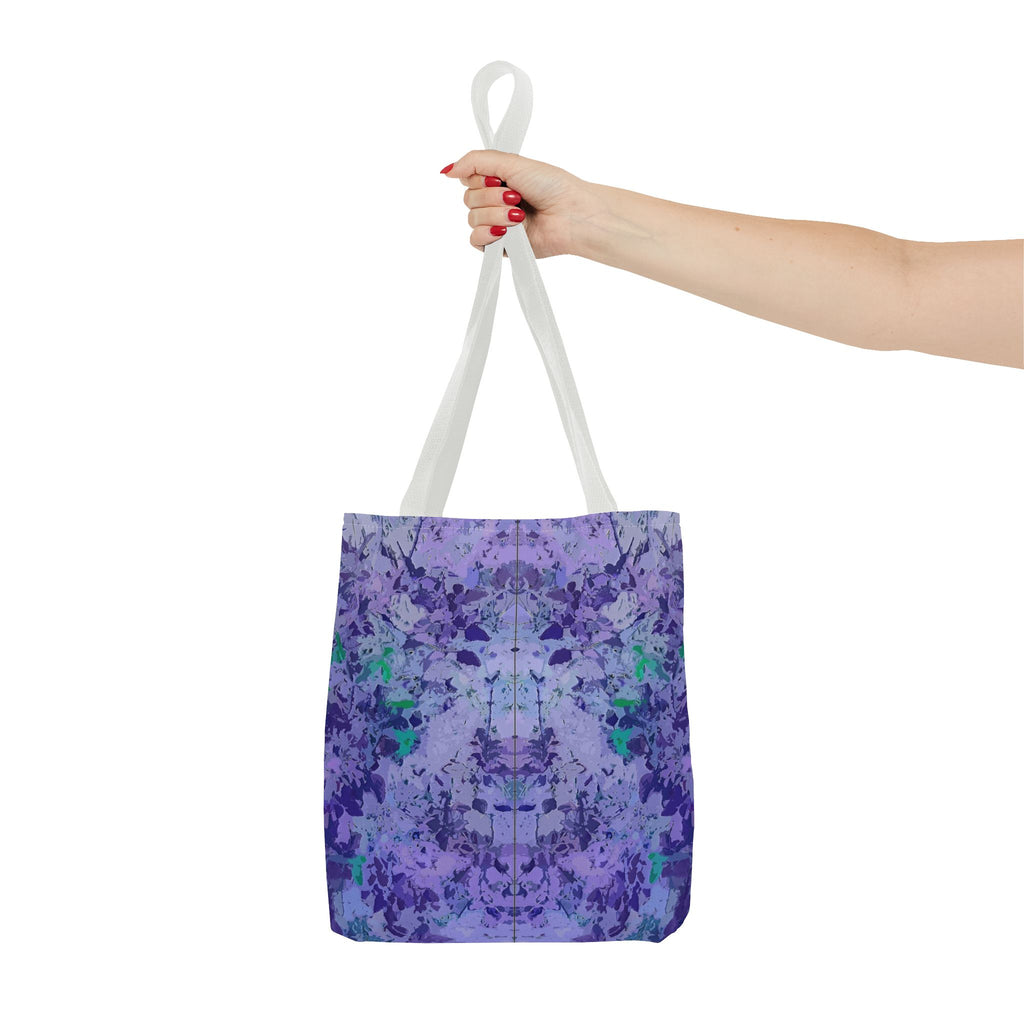 Purple Tie-Dye Tote Bag — Abstract Floral Pattern All-Over Print