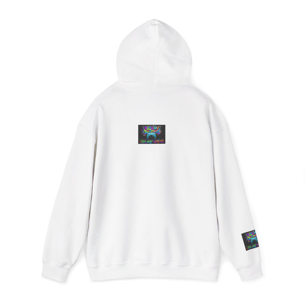 Gaming Hoodie — 'Push My Buttons' Colorful Controller Graphic
