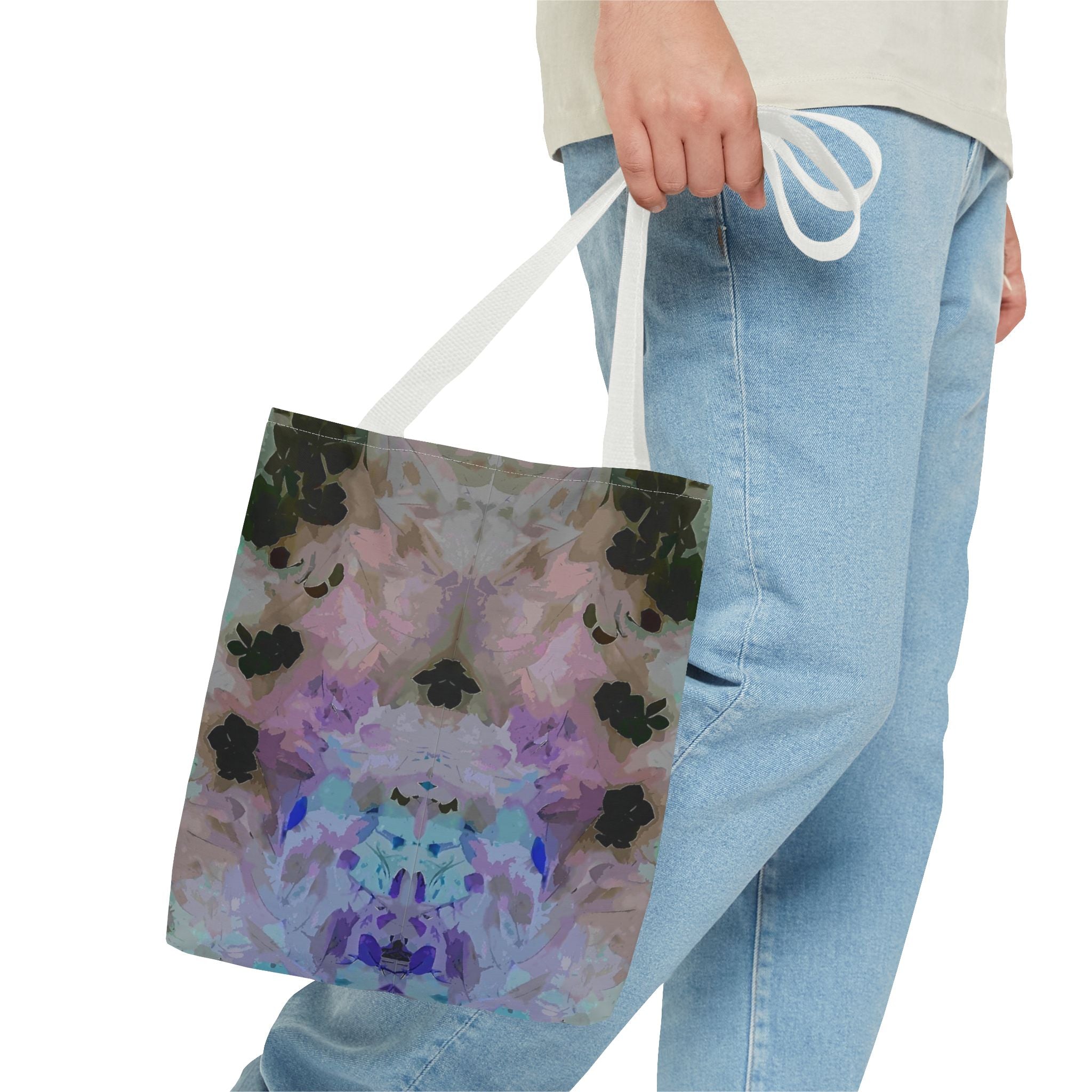 Floral Watercolor Mirror-Print Tote Bag — Pastel Bloom All-Over Print