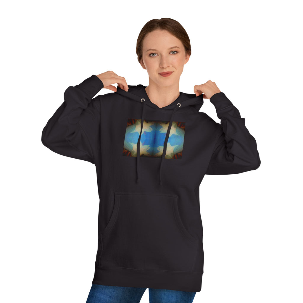 Abstract Blue Starfield Hoodie — Vintage Kaleidoscope Graphic Hooded Sweatshirt