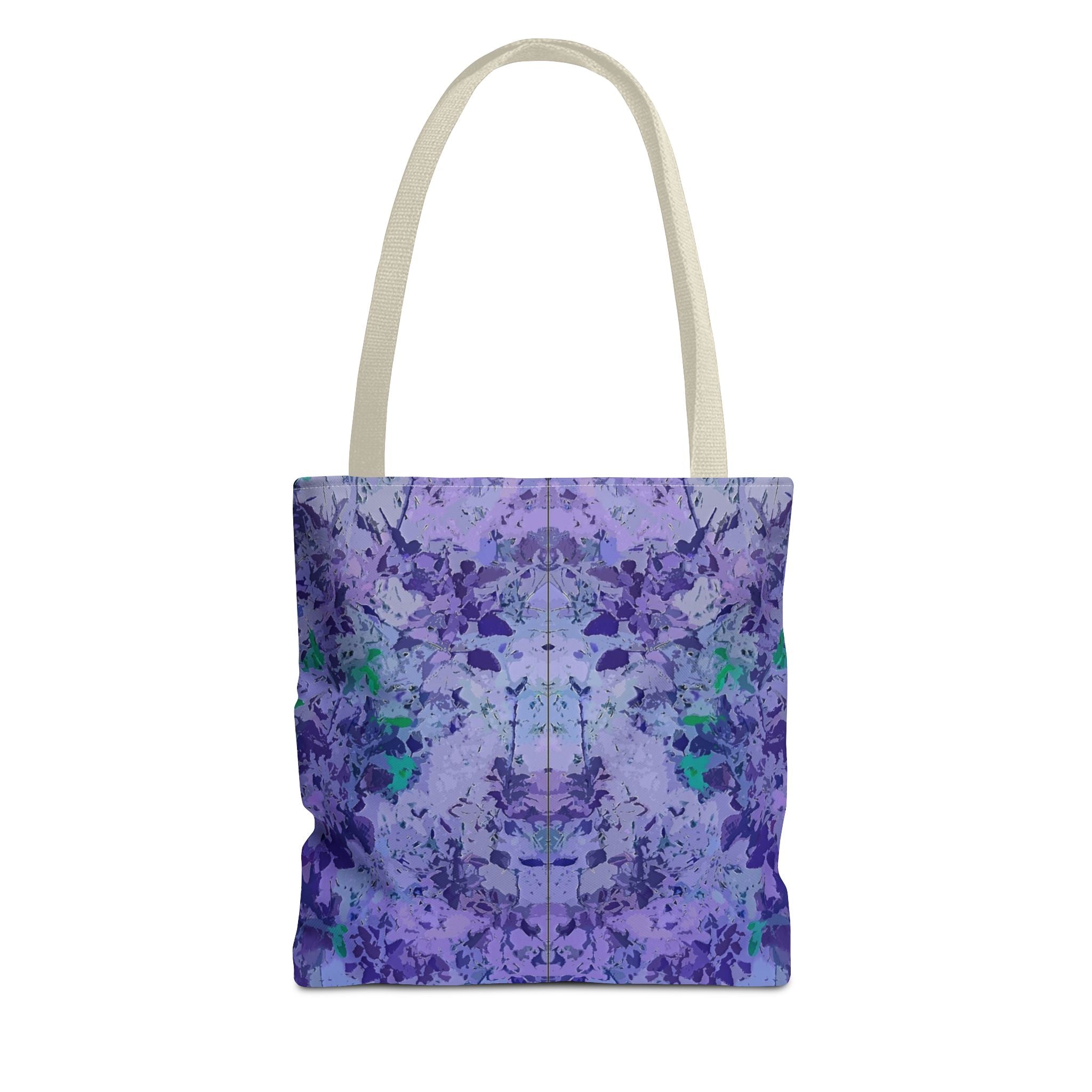 Purple Tie-Dye Tote Bag — Abstract Floral Pattern All-Over Print