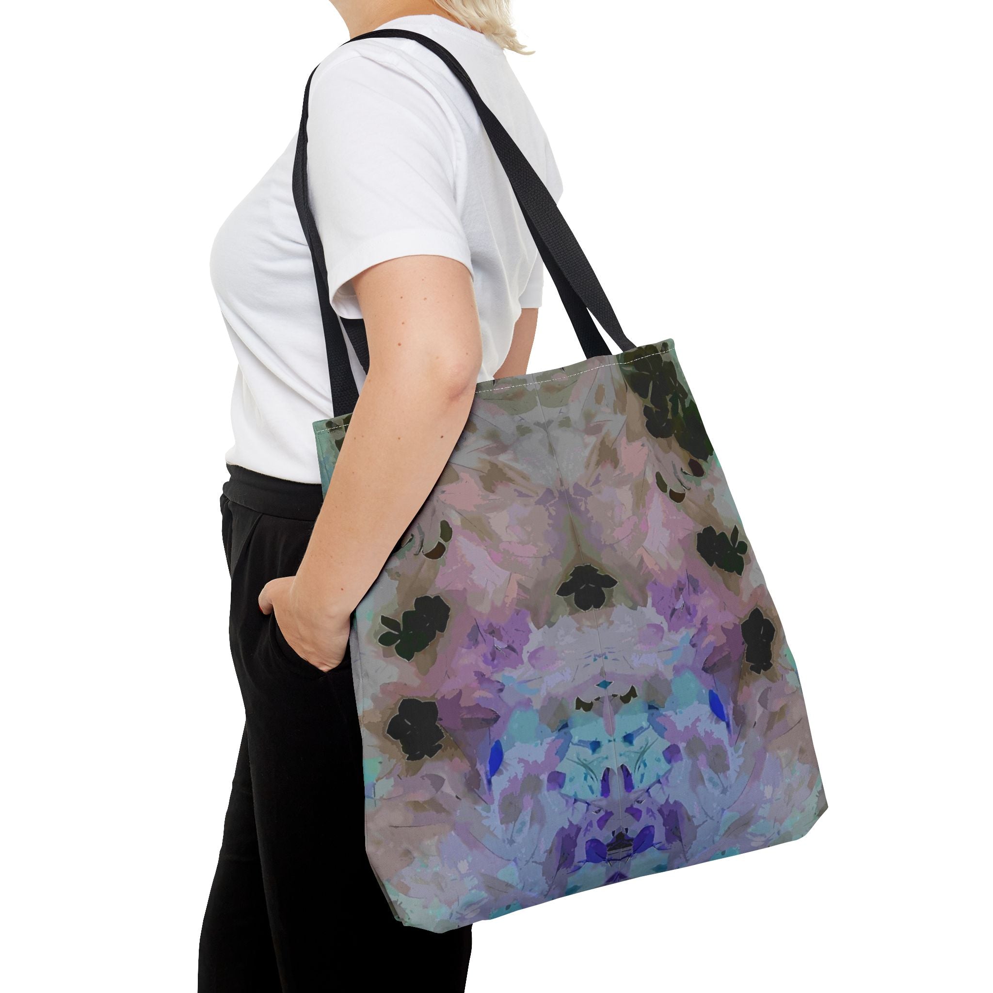 Floral Watercolor Mirror-Print Tote Bag — Pastel Bloom All-Over Print