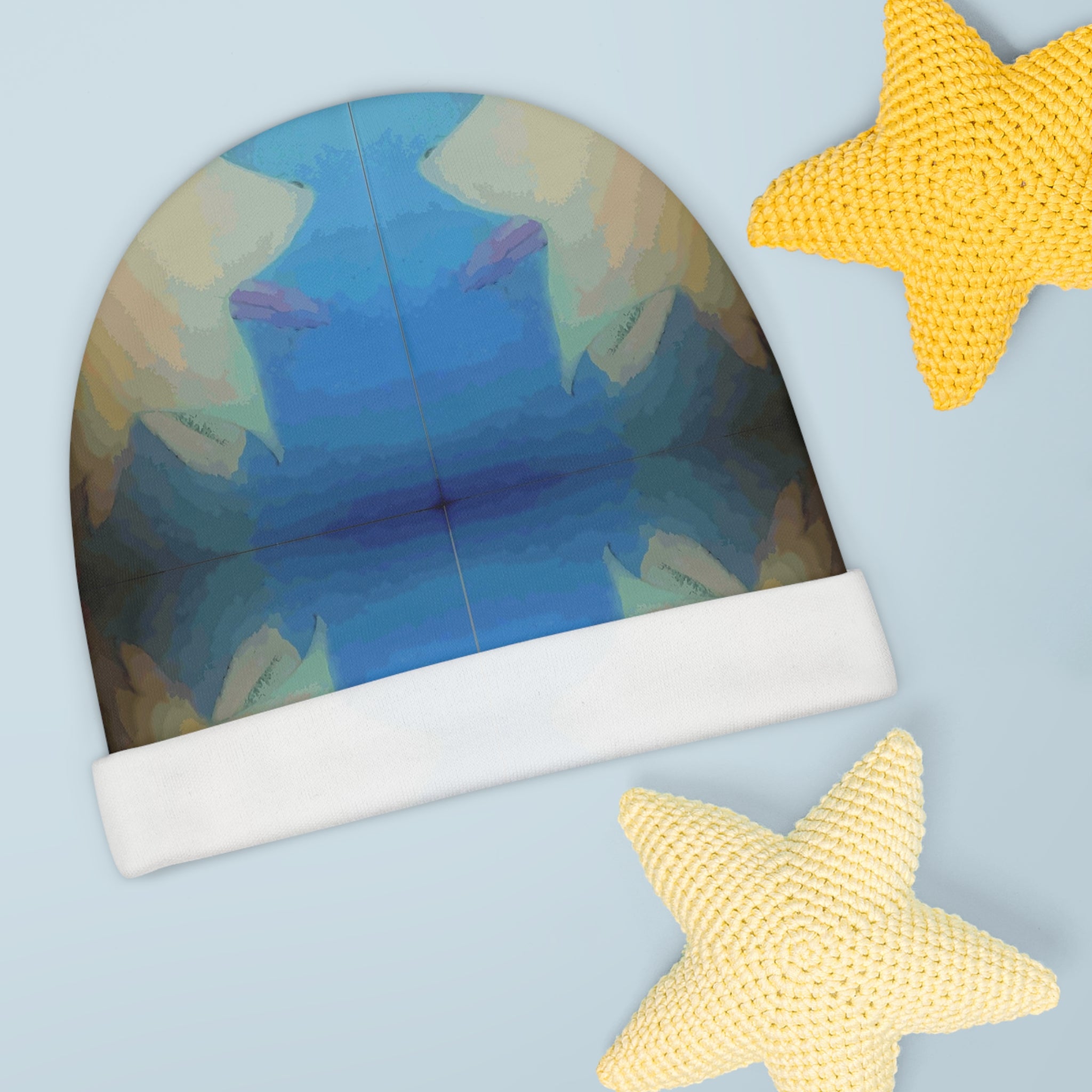Abstract Blue Kaleidoscope Baby Beanie – Soft Infant Hat