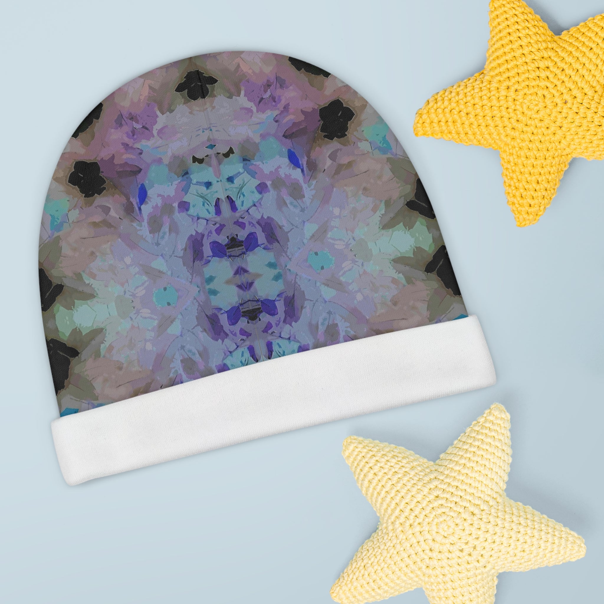 Floral Kaleidoscope Baby Beanie — Pastel Pattern Infant Hat
