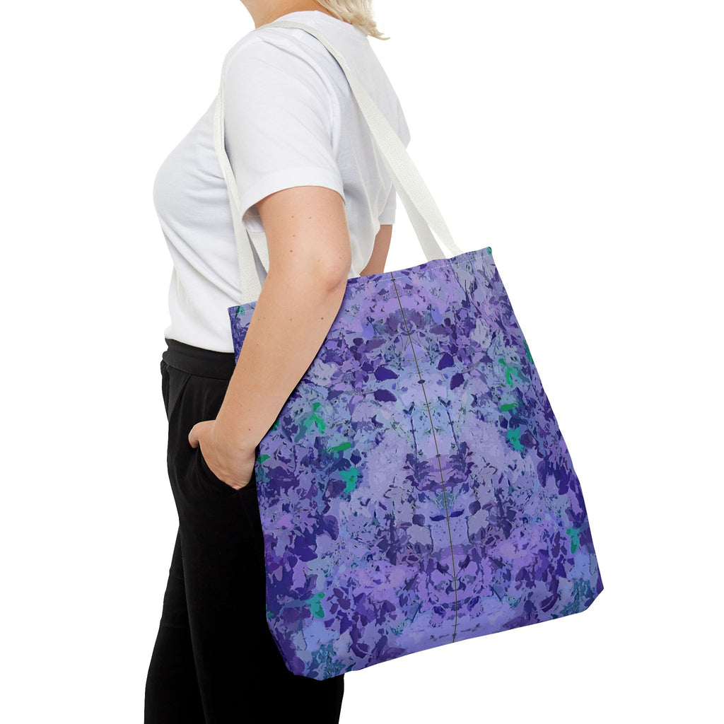 Purple Tie-Dye Tote Bag — Abstract Floral Pattern All-Over Print