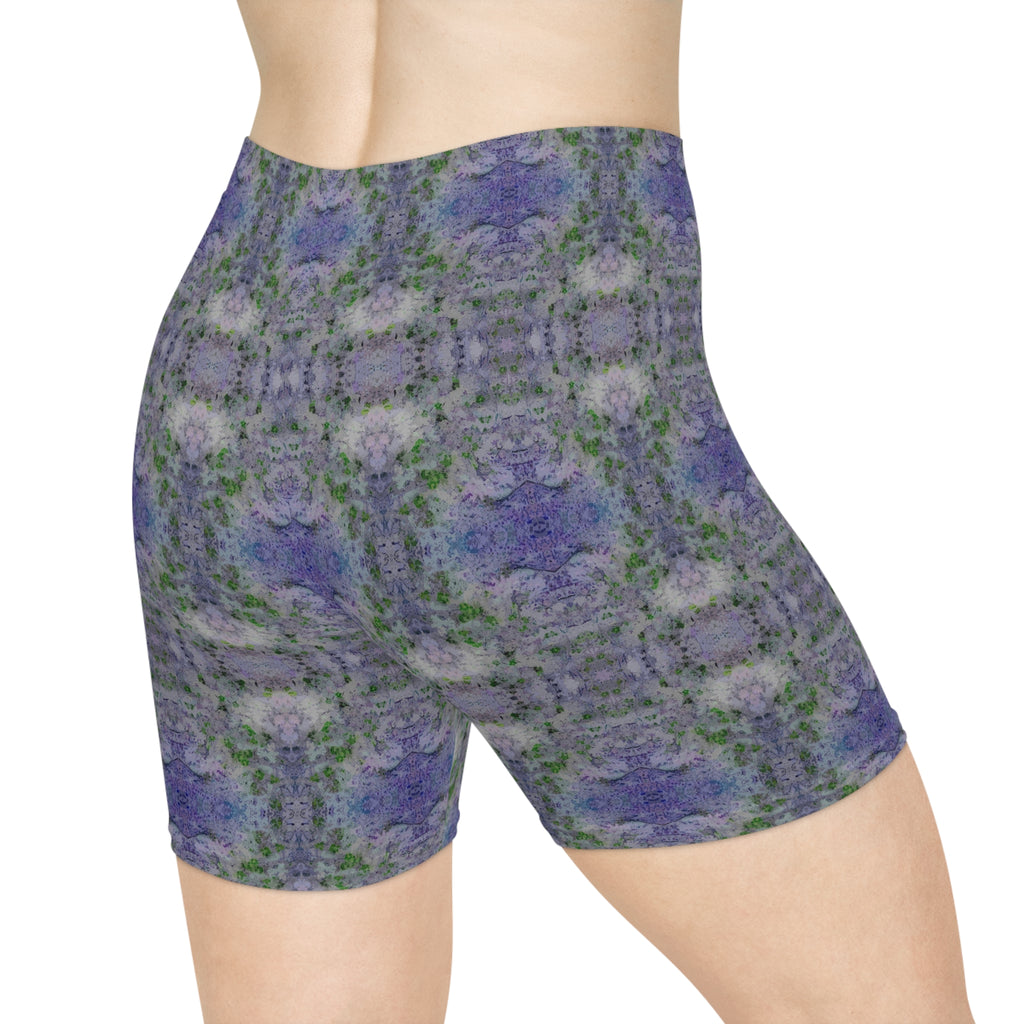Floral Kaleidoscope Women's Biker Shorts — Purple Patterned Activewear