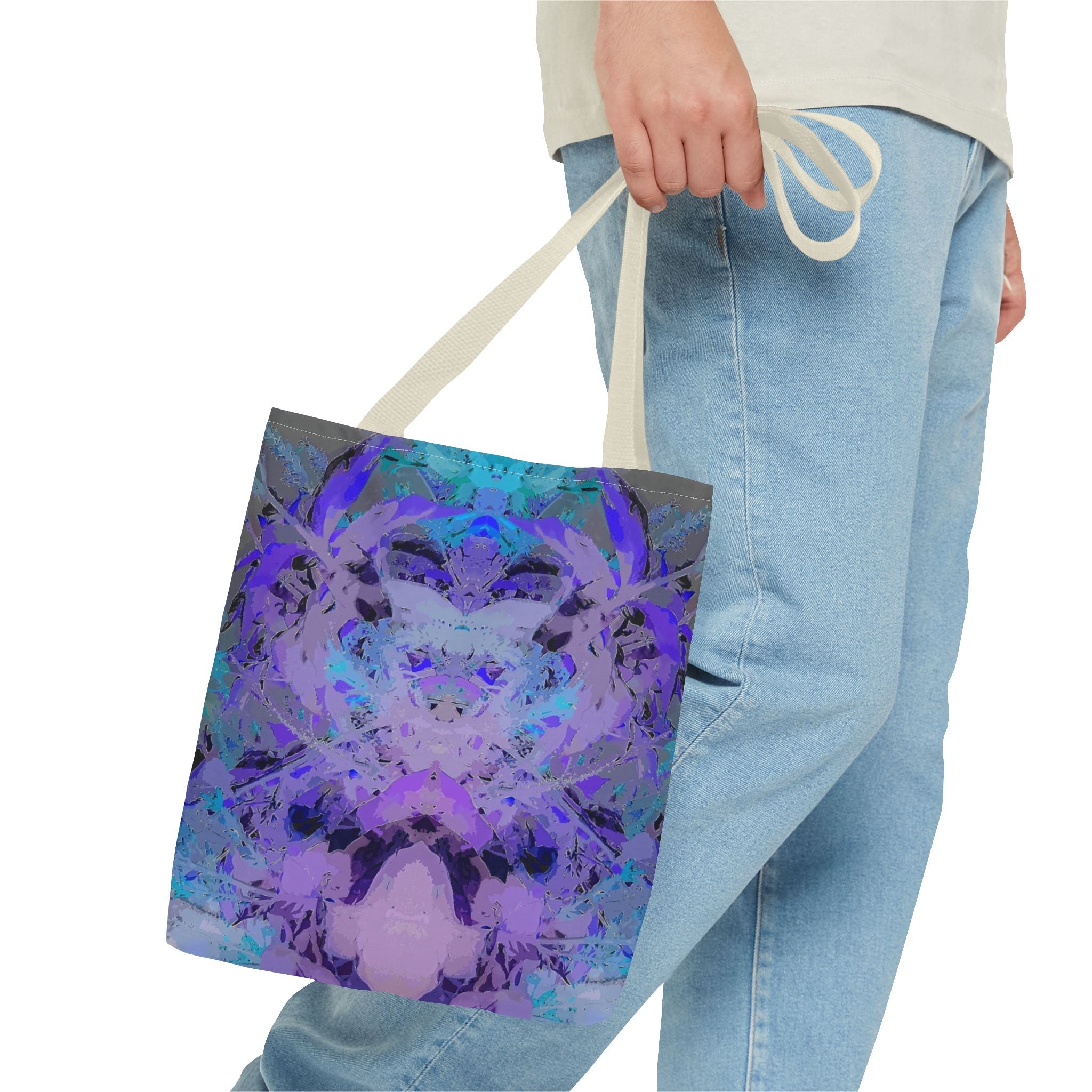 Abstract Purple Blue Mandala Tote Bag — Psychedelic Art AOP Carryall