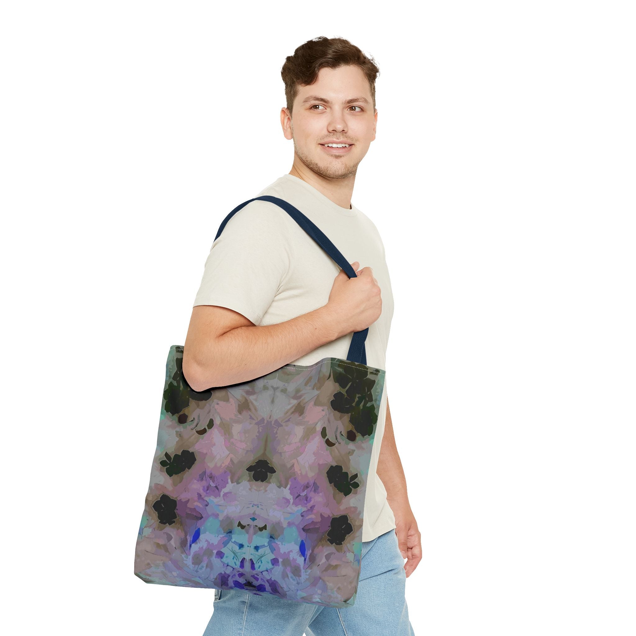 Floral Watercolor Mirror-Print Tote Bag — Pastel Bloom All-Over Print