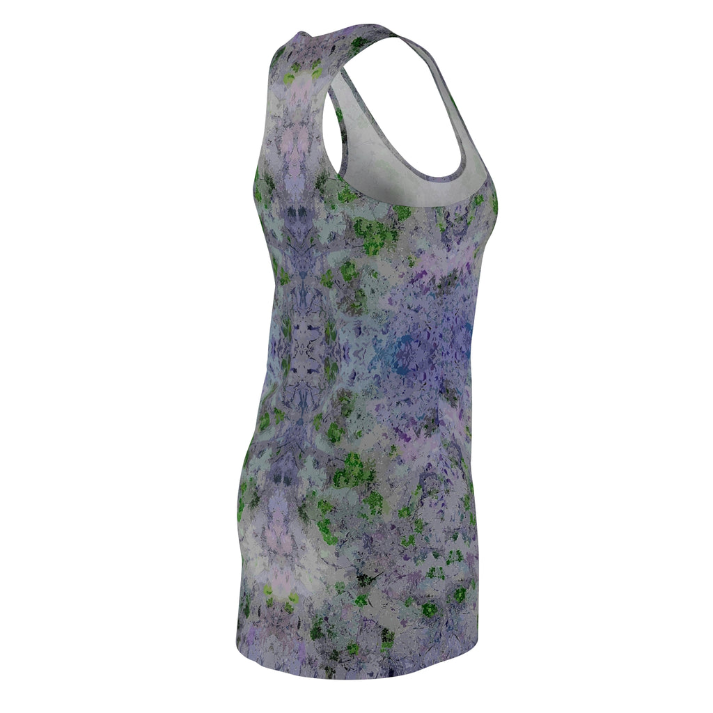 Floral Watercolor Racerback Dress — Lavender Green Tie-Dye All-Over Print
