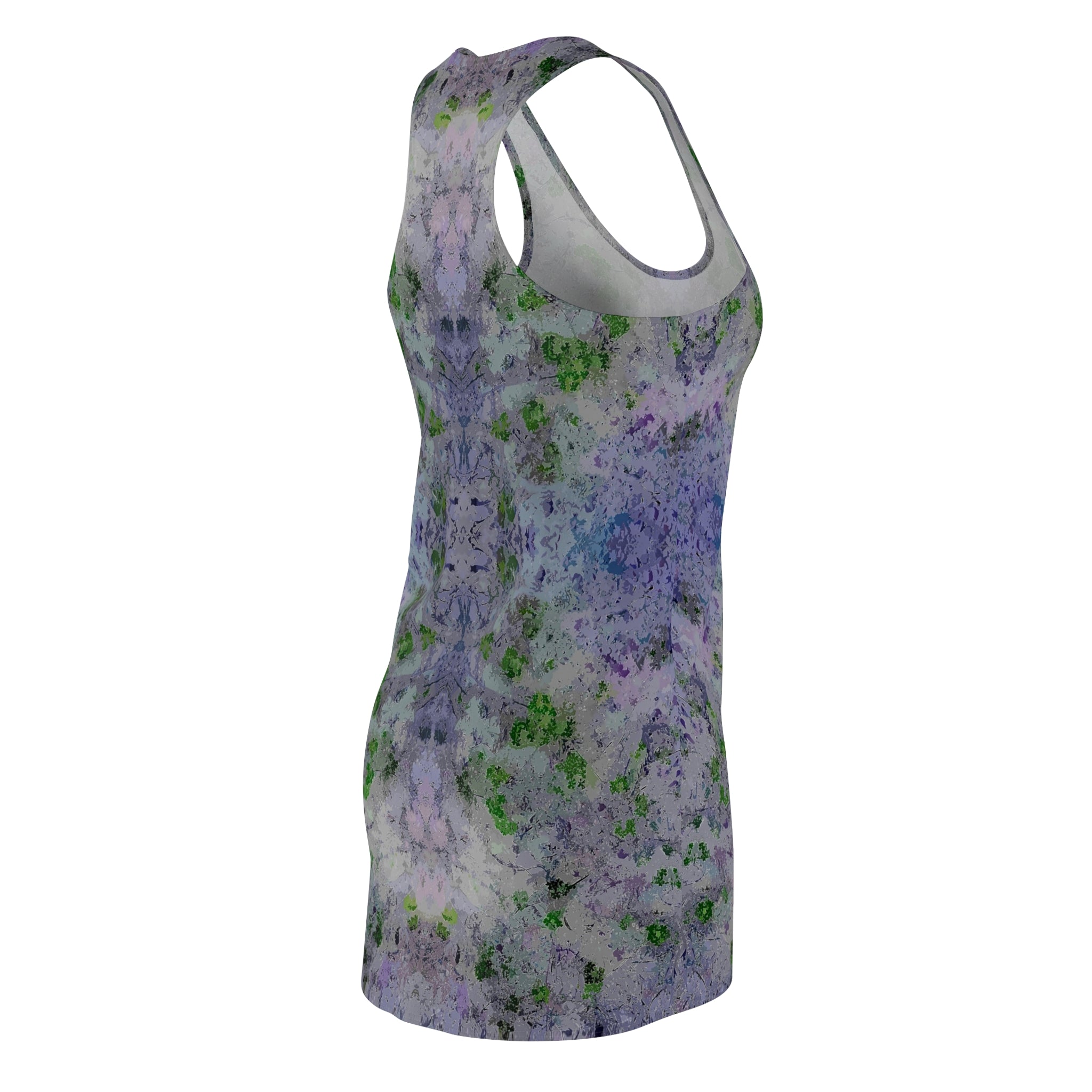 Floral Watercolor Racerback Dress — Lavender Green Tie-Dye All-Over Print