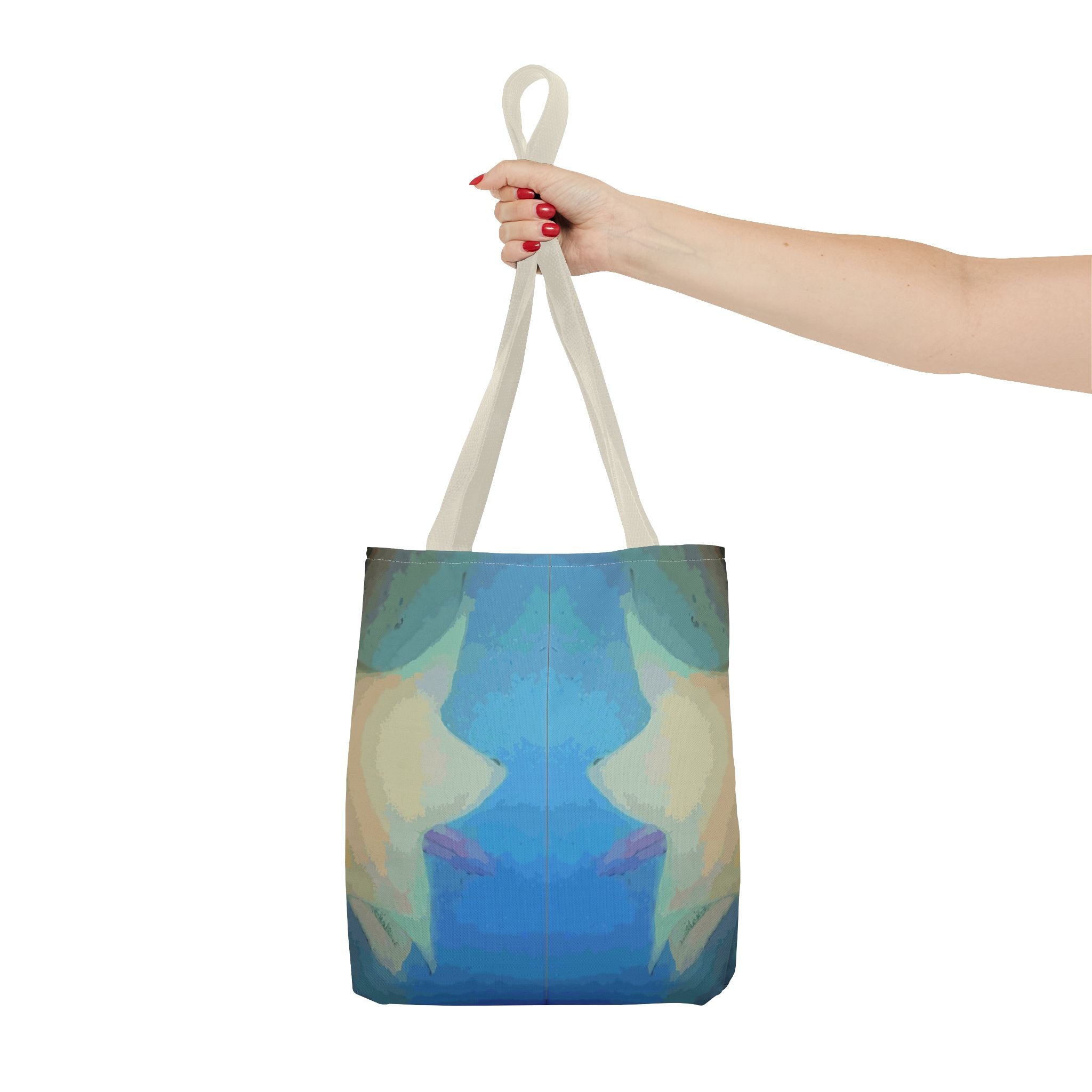 Abstract Blue Mirror Tote Bag – Artistic All-Over Print Beach & Everyday Tote