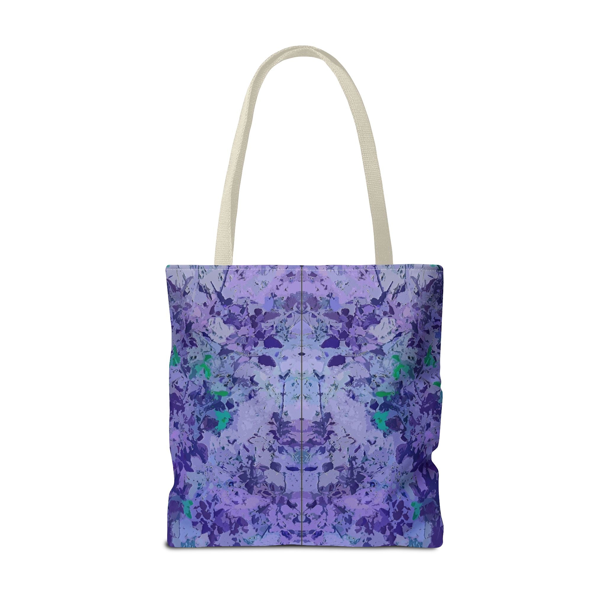 Purple Tie-Dye Tote Bag — Abstract Floral Pattern All-Over Print