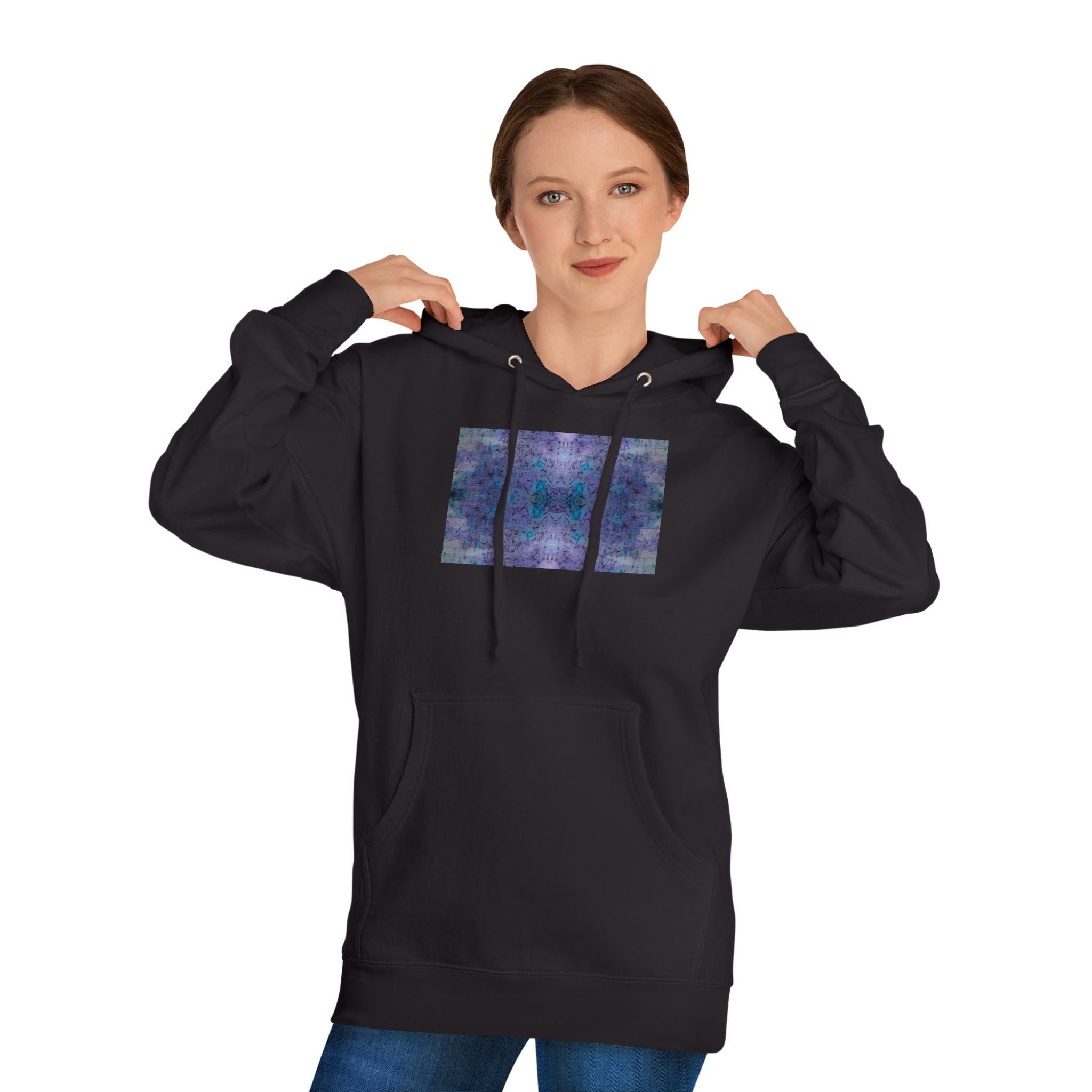 Galaxy Tile Hoodie — Abstract Purple Blue Space Graphic Hooded Sweatshirt
