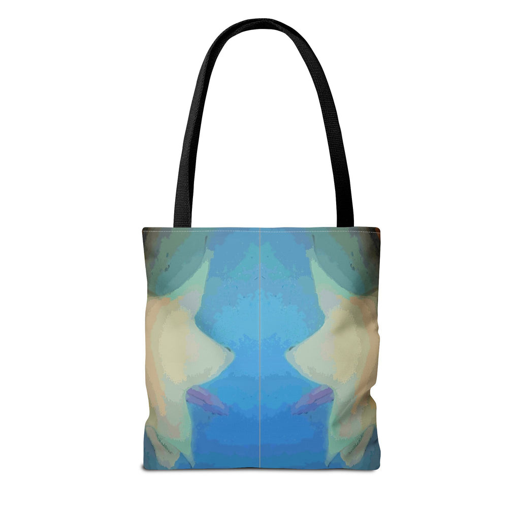 Abstract Blue Mirror Tote Bag – Artistic All-Over Print Beach & Everyday Tote