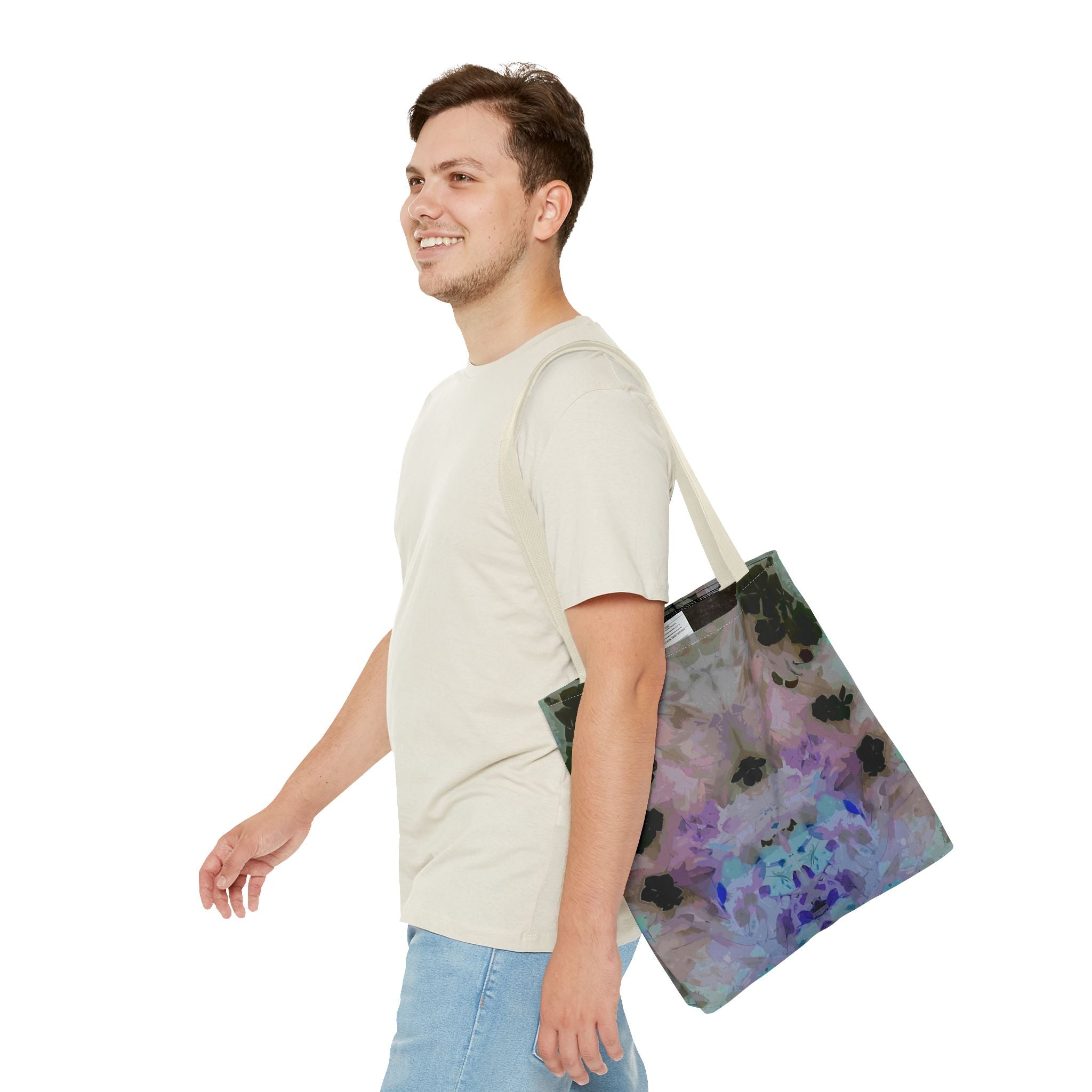 Floral Watercolor Mirror-Print Tote Bag — Pastel Bloom All-Over Print