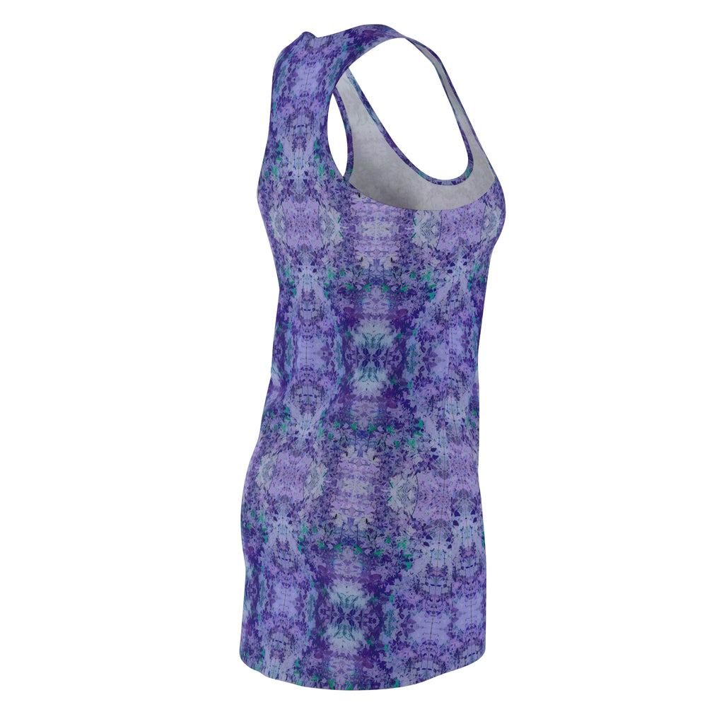 Purple Tie-Dye Racerback Dress — Boho Floral All-Over Print