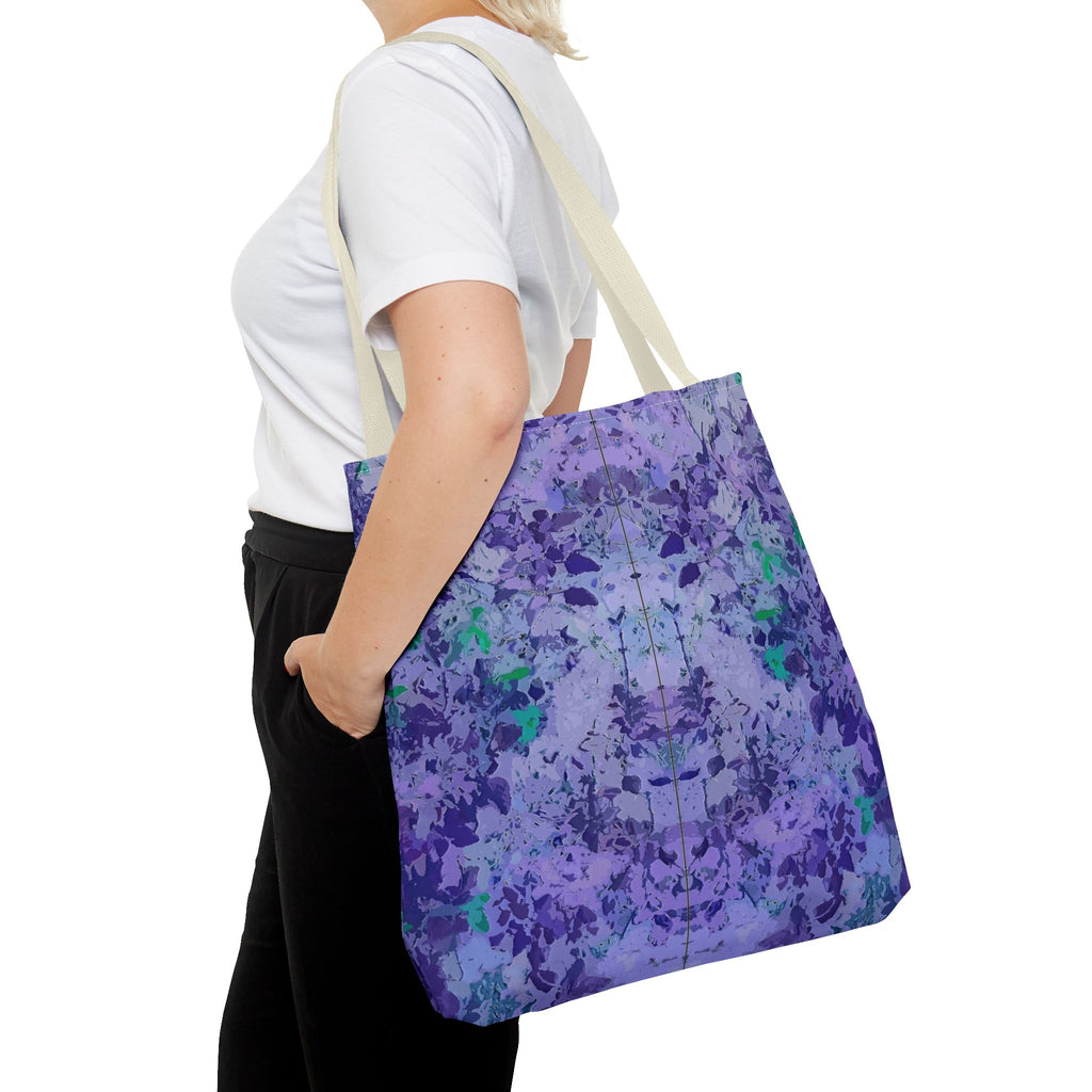 Purple Tie-Dye Tote Bag — Abstract Floral Pattern All-Over Print