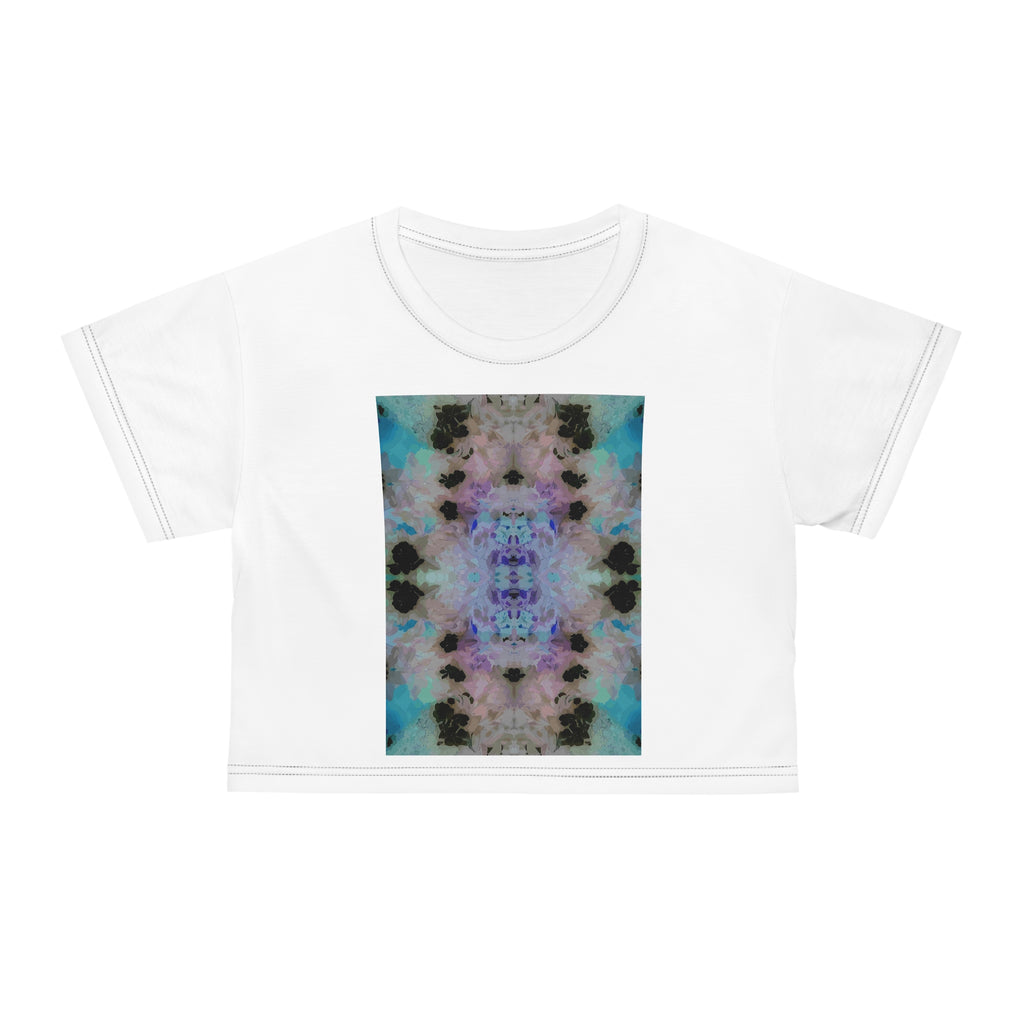 Abstract Watercolor Kaleidoscope Crop Tee — Pastel Tie-Dye Graphic