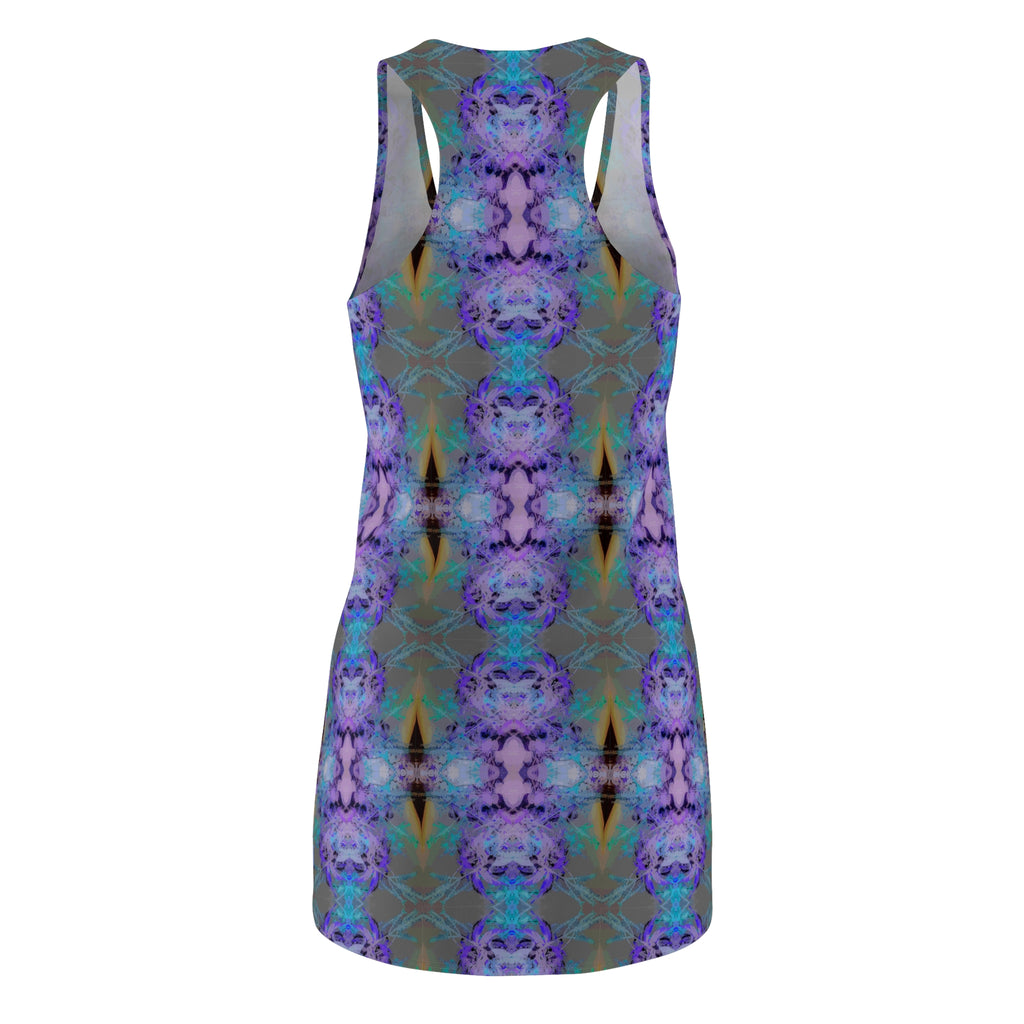 Kaleidoscope Floral Racerback Dress — Violet Blue All-Over Print