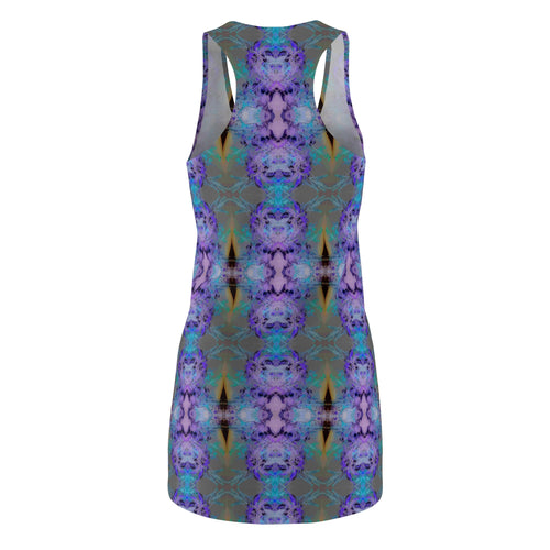 Kaleidoscope Floral Racerback Dress — Violet Blue All-Over Print