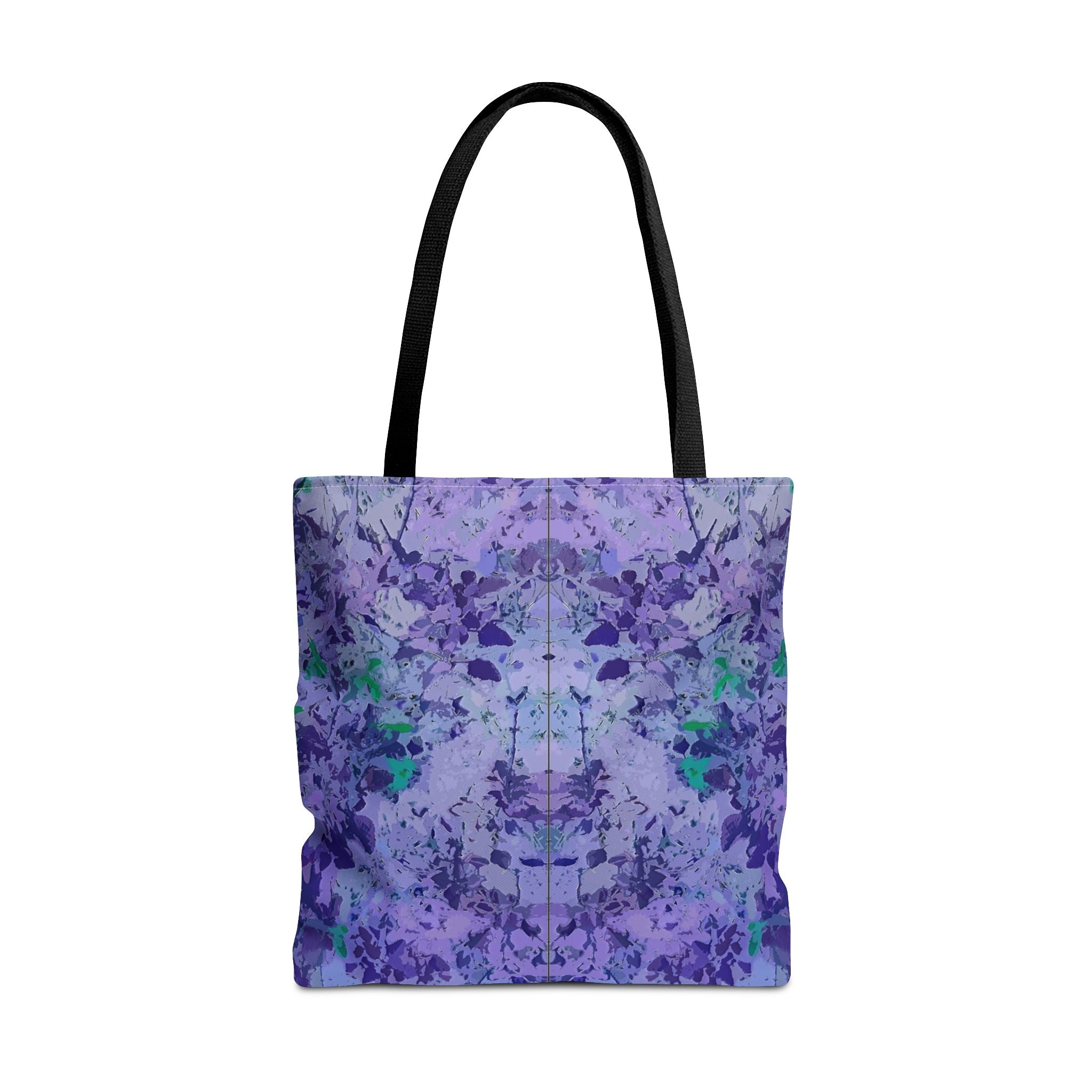 Purple Tie-Dye Tote Bag — Abstract Floral Pattern All-Over Print