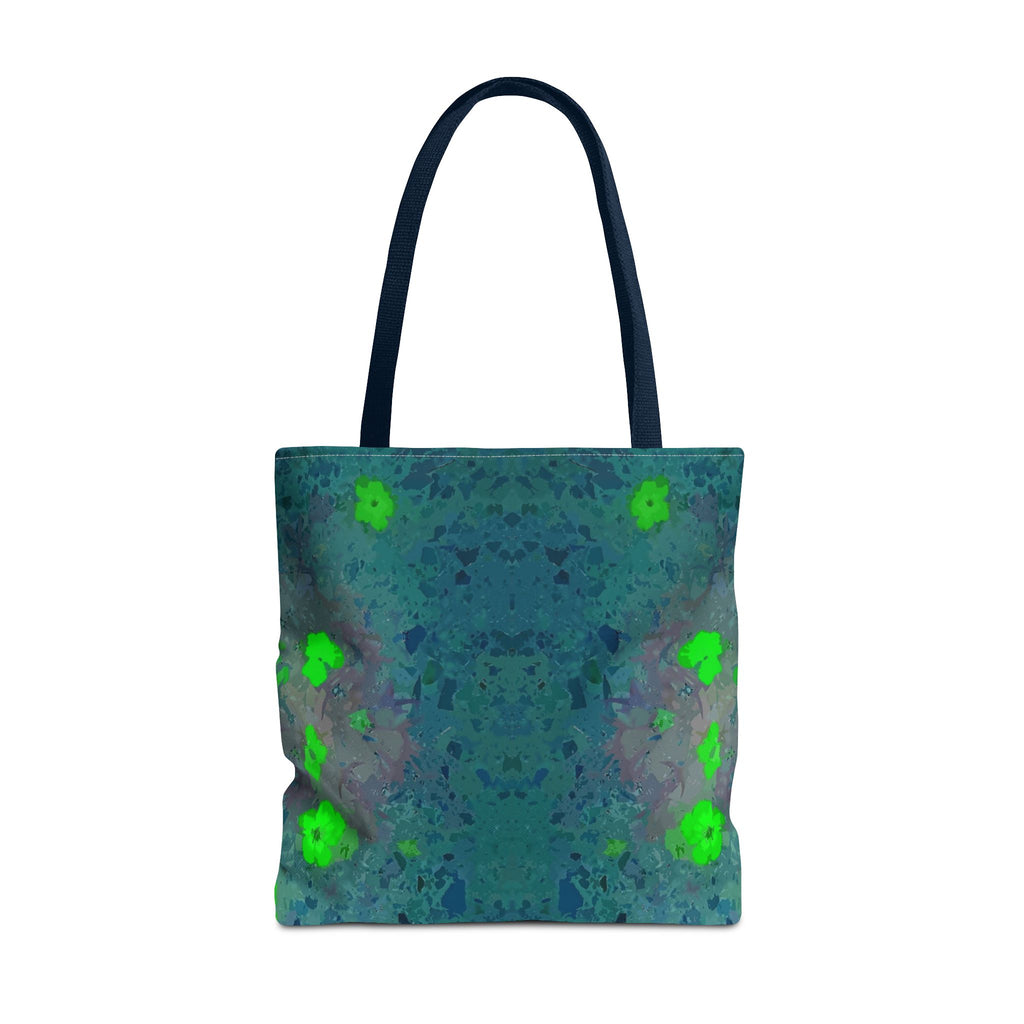 Teal Kaleidoscope Tote Bag — Abstract Green Floral All-Over Print