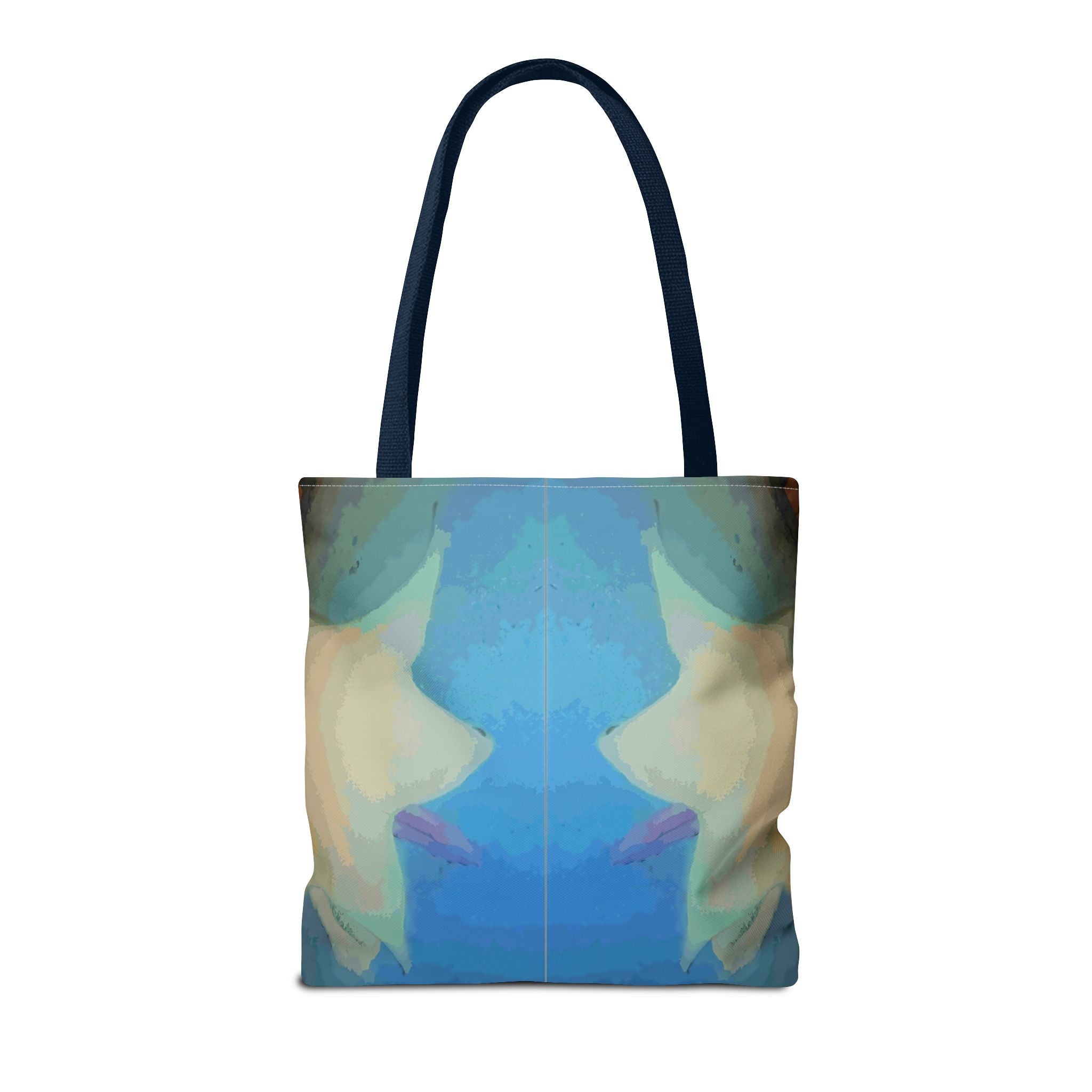 Abstract Blue Mirror Tote Bag – Artistic All-Over Print Beach & Everyday Tote