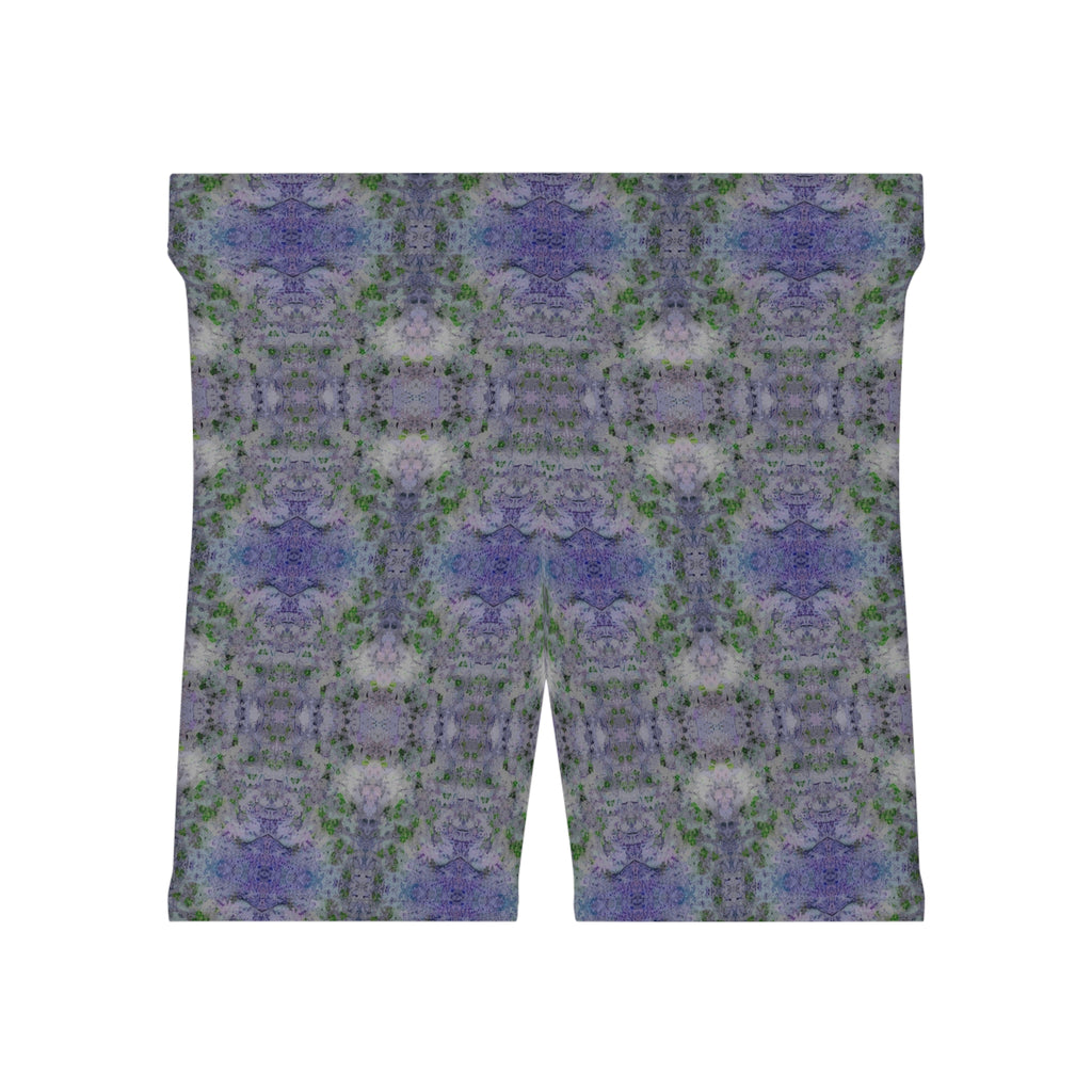 Floral Kaleidoscope Women's Biker Shorts — Purple Patterned Activewear