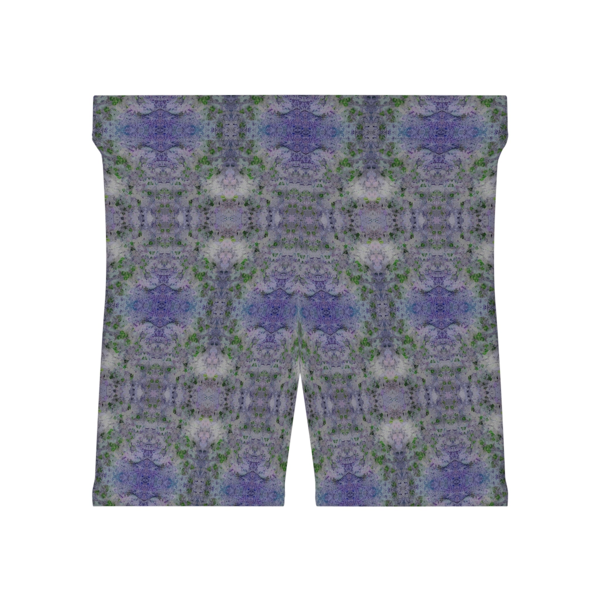 Floral Kaleidoscope Women's Biker Shorts — Purple Patterned Activewear