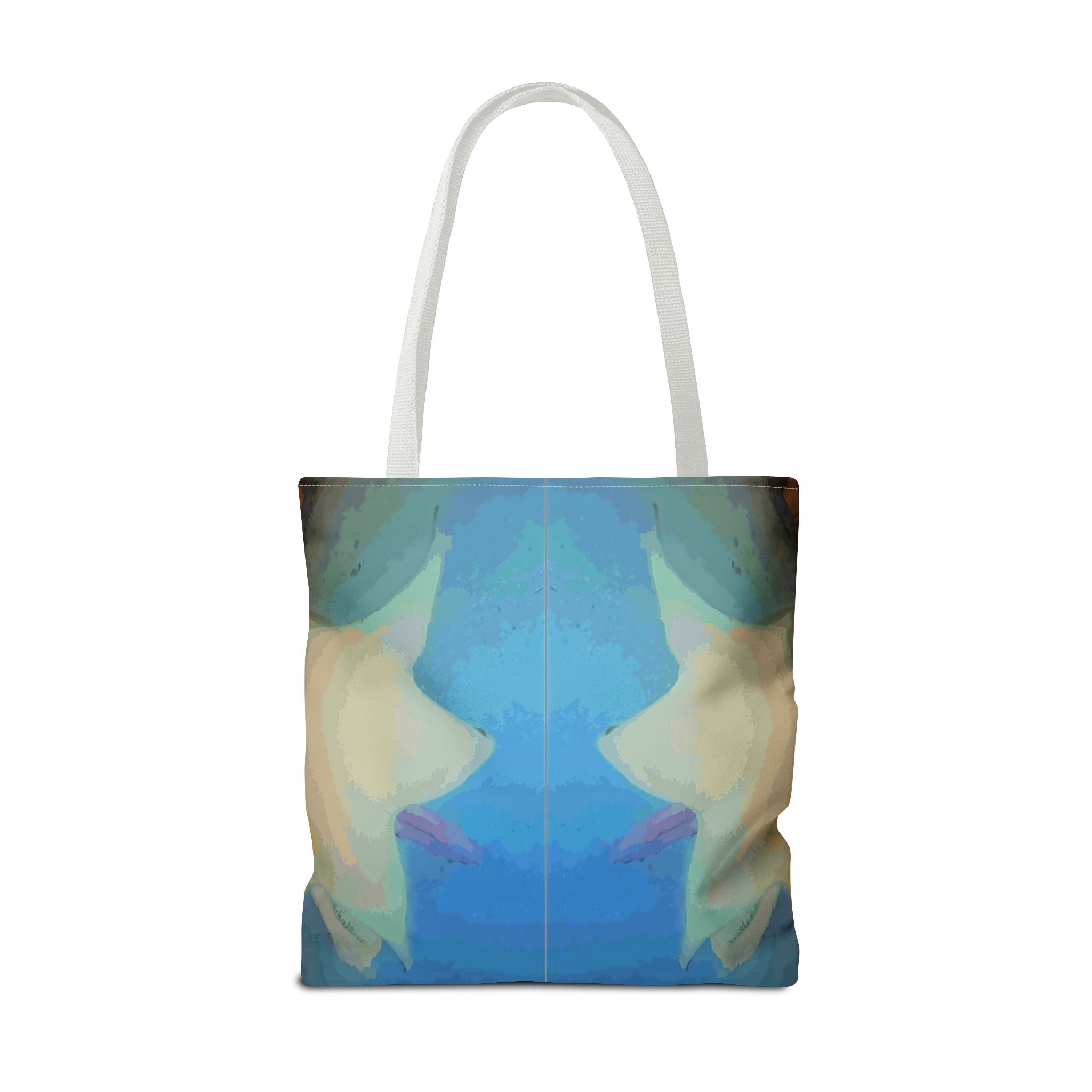 Abstract Blue Mirror Tote Bag – Artistic All-Over Print Beach & Everyday Tote
