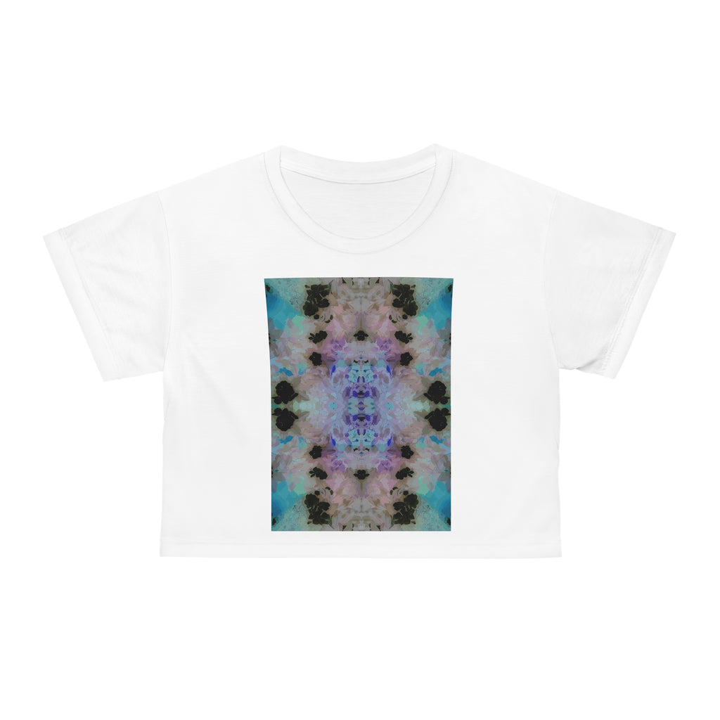 Abstract Watercolor Kaleidoscope Crop Tee — Pastel Tie-Dye Graphic