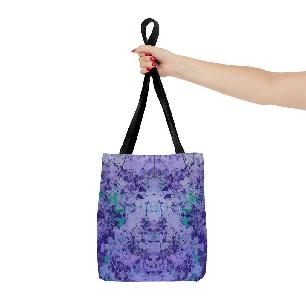 Purple Tie-Dye Tote Bag — Abstract Floral Pattern All-Over Print