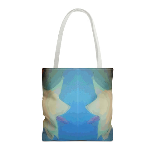 Abstract Blue Mirror Tote Bag – Artistic All-Over Print Beach & Everyday Tote