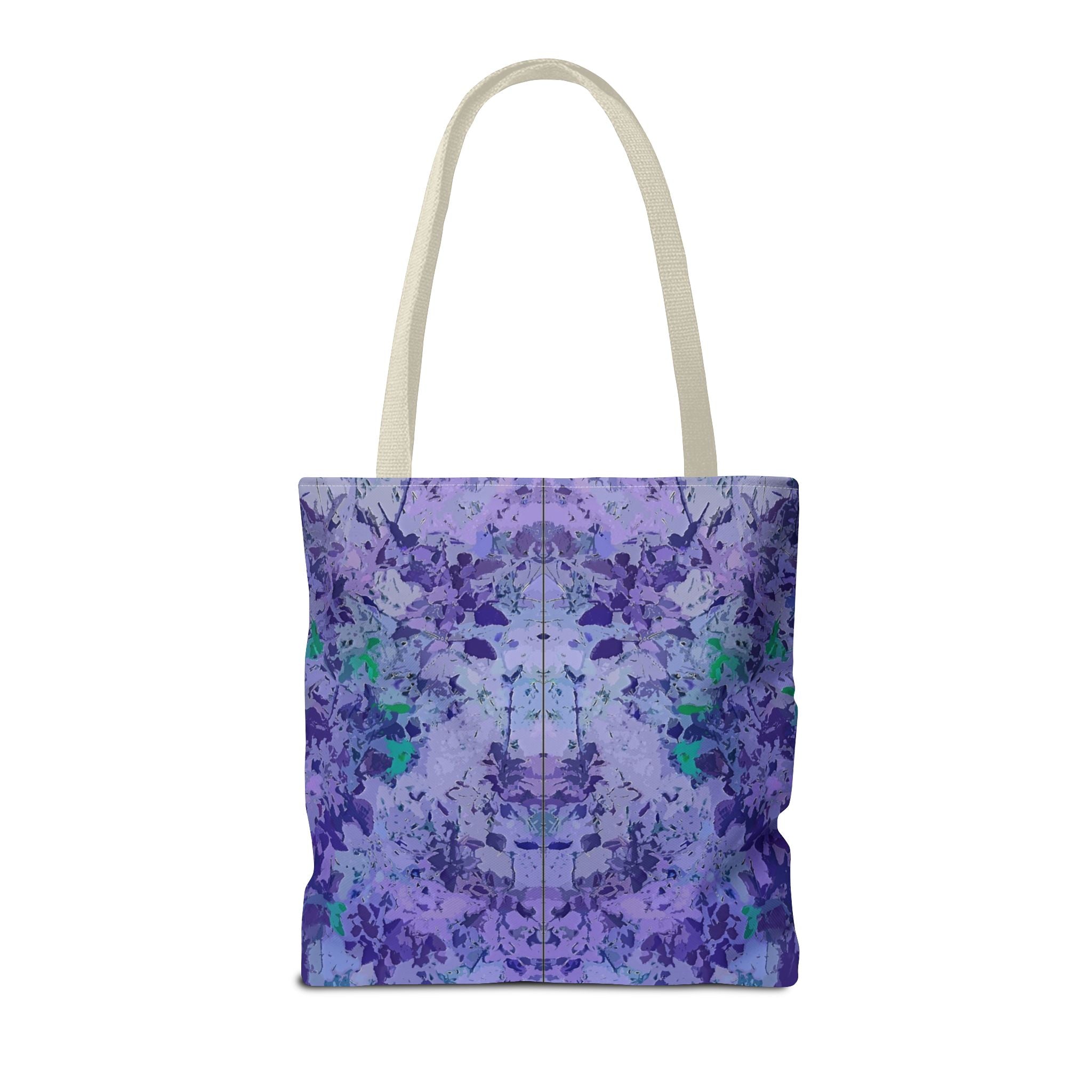 Purple Tie-Dye Tote Bag — Abstract Floral Pattern All-Over Print