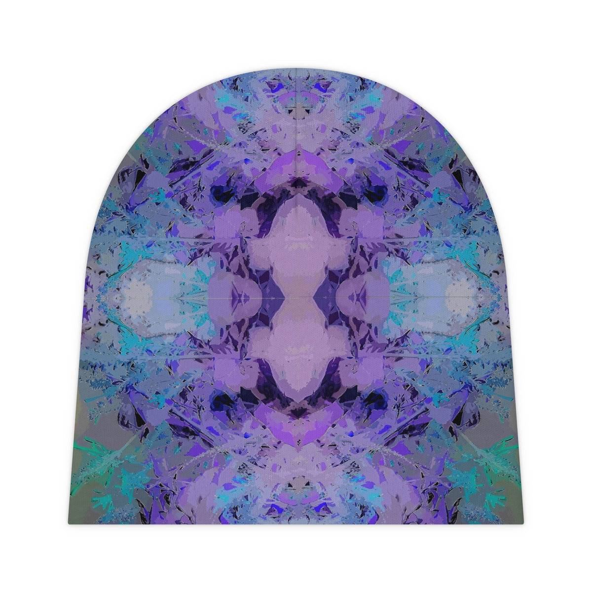 Pastel Kaleidoscope Baby Beanie – Purple & Teal Abstract Newborn Hat