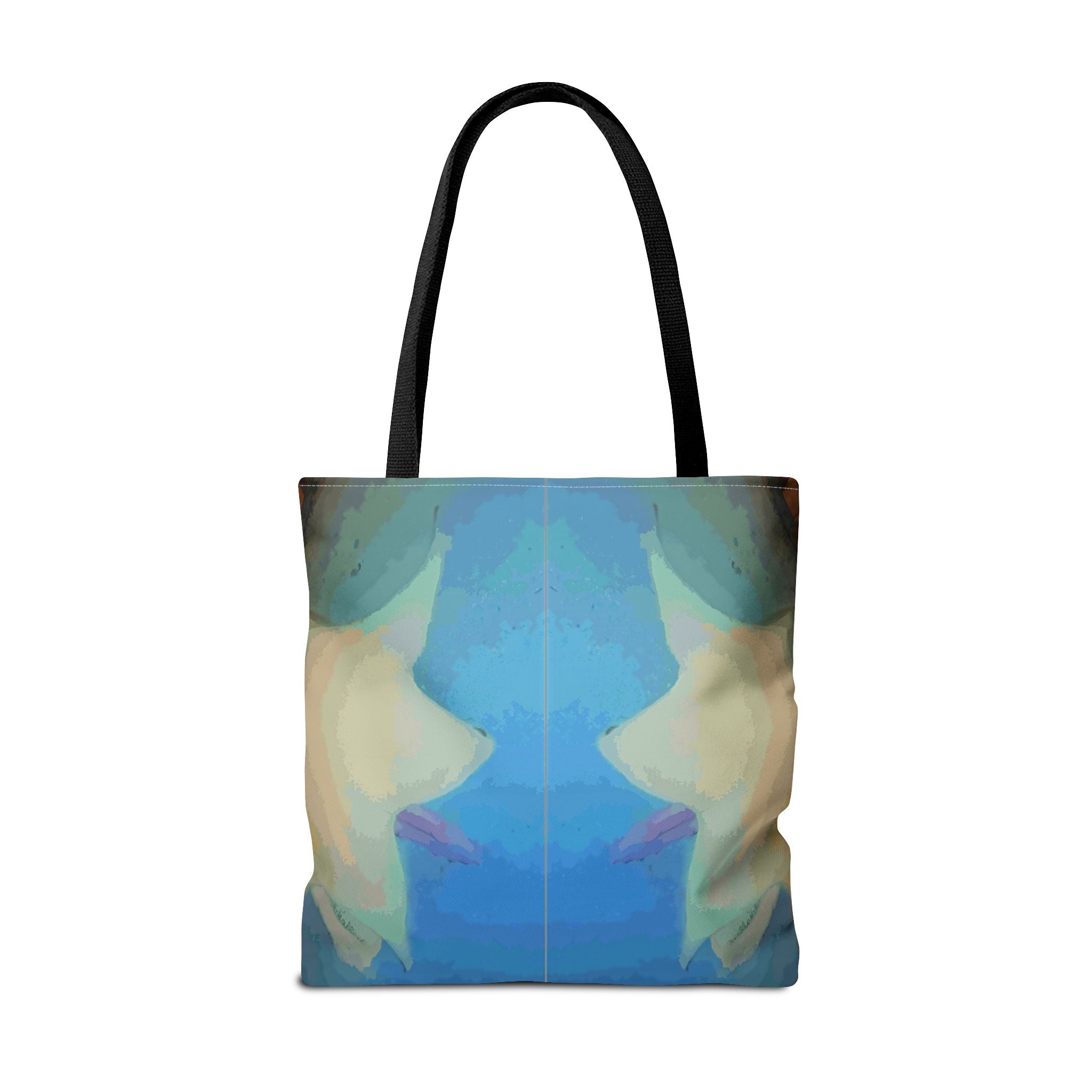 Abstract Blue Mirror Tote Bag – Artistic All-Over Print Beach & Everyday Tote