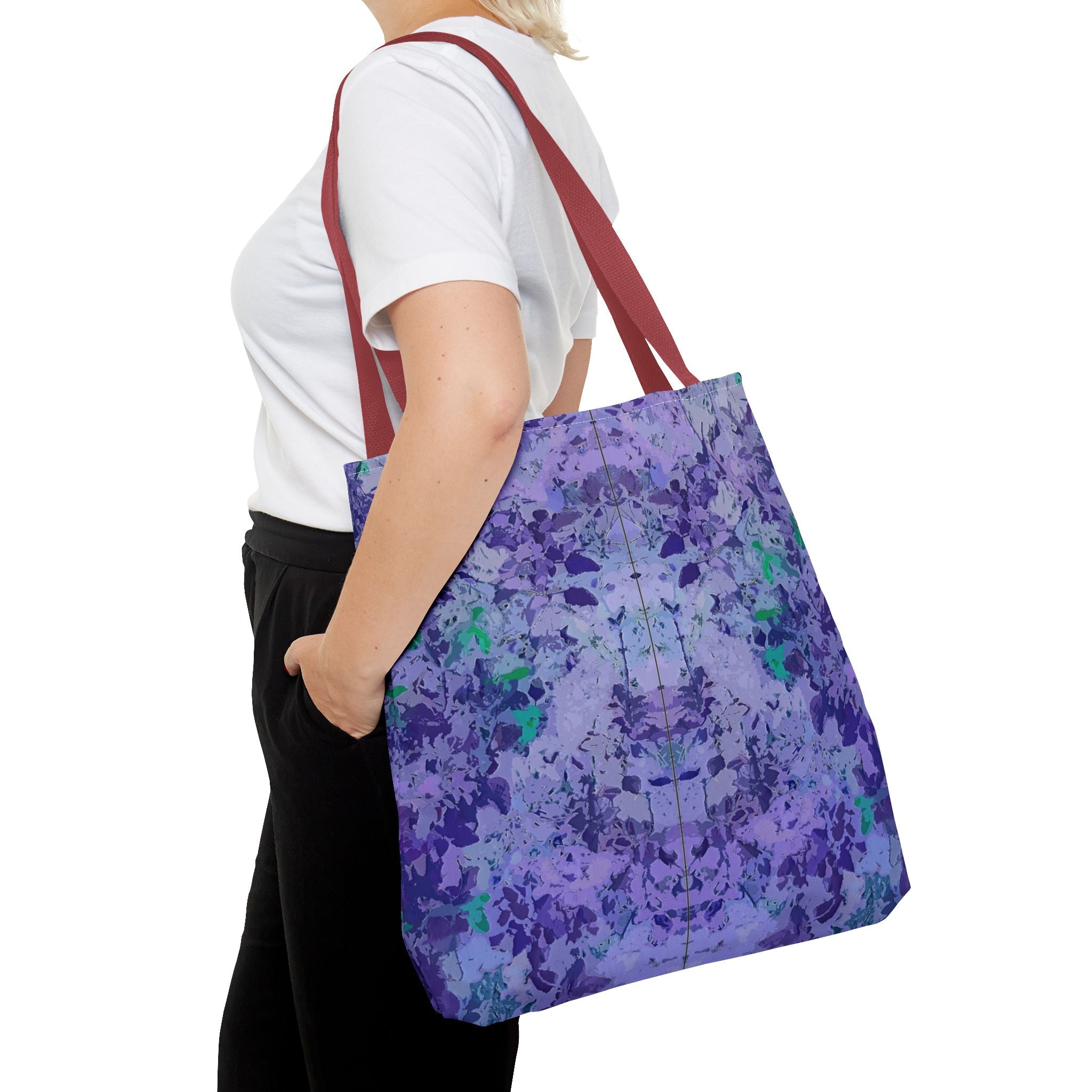Purple Tie-Dye Tote Bag — Abstract Floral Pattern All-Over Print