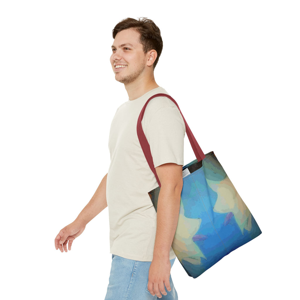 Abstract Blue Mirror Tote Bag – Artistic All-Over Print Beach & Everyday Tote