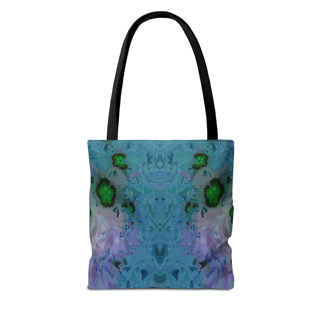 Abstract Blue-Green Art Tote Bag – All-Over Print Floral Kaleidoscope