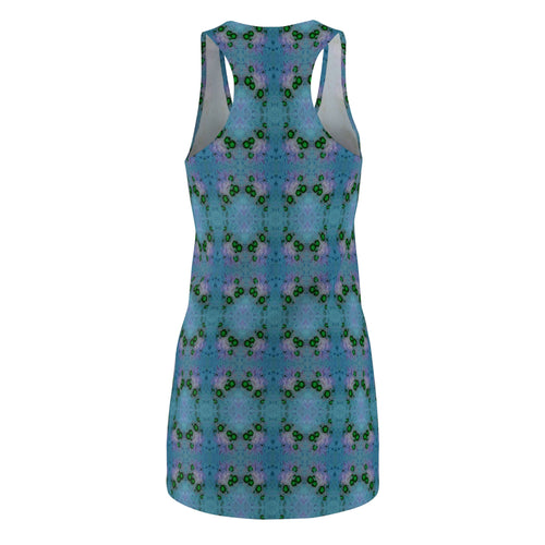 Blue Green Kaleidoscope Racerback Dress – Floral Geometric AOP