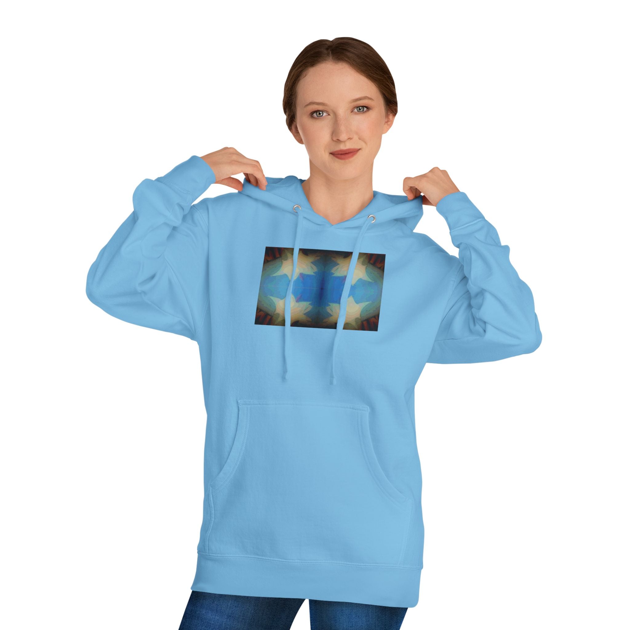 Abstract Blue Starfield Hoodie — Vintage Kaleidoscope Graphic Hooded Sweatshirt