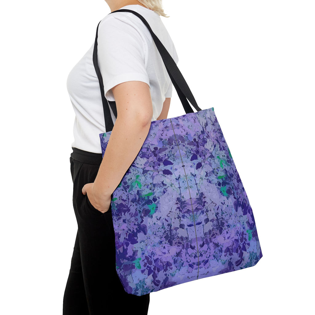 Purple Tie-Dye Tote Bag — Abstract Floral Pattern All-Over Print