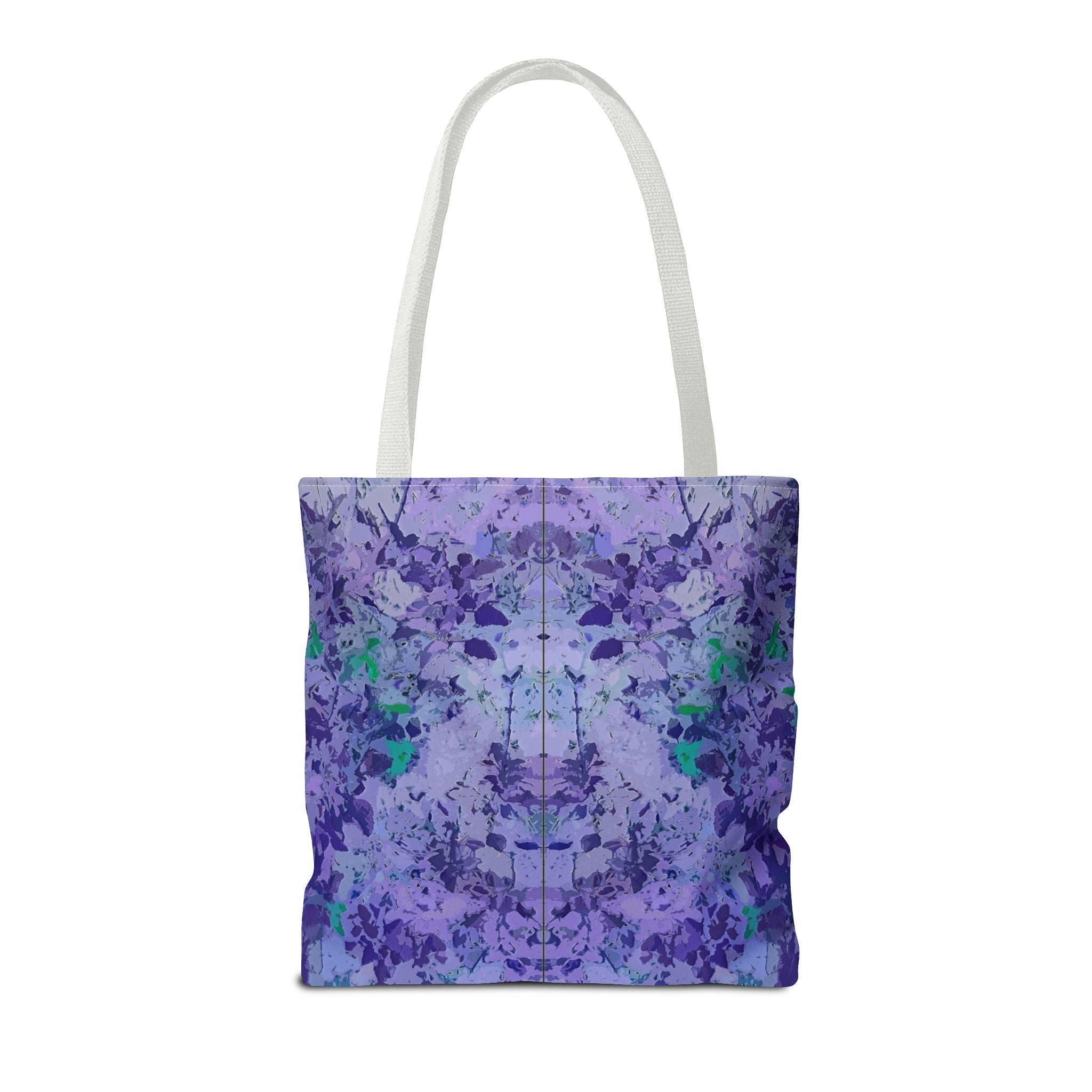 Purple Tie-Dye Tote Bag — Abstract Floral Pattern All-Over Print
