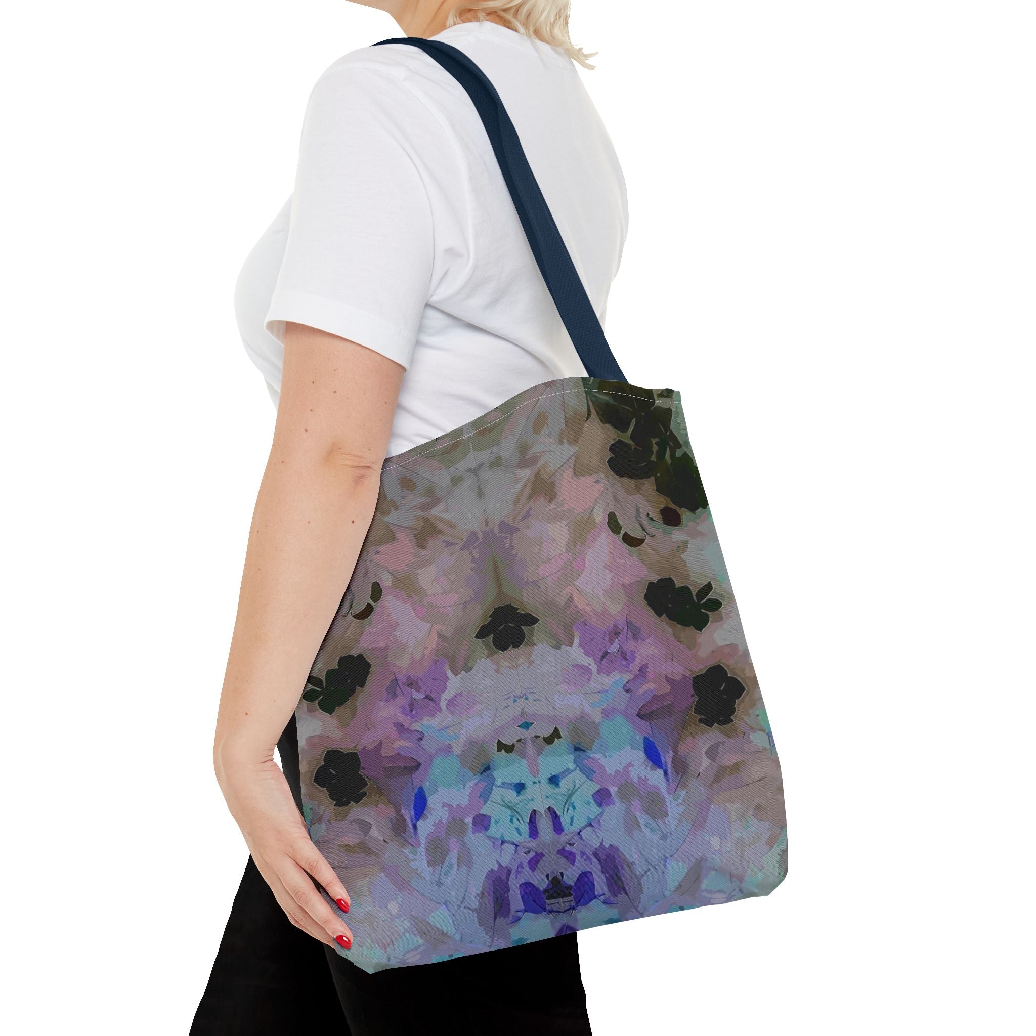 Floral Watercolor Mirror-Print Tote Bag — Pastel Bloom All-Over Print