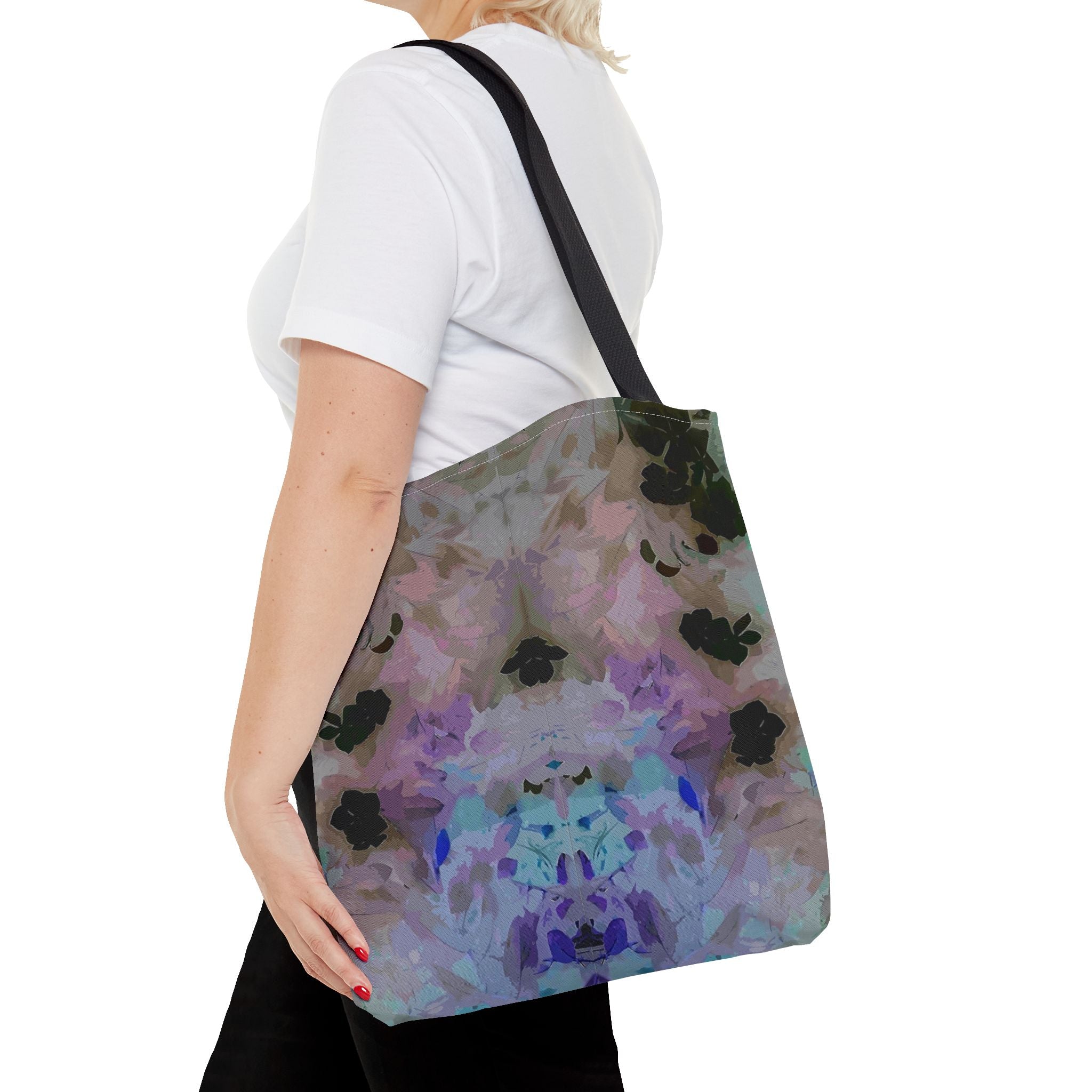 Floral Watercolor Mirror-Print Tote Bag — Pastel Bloom All-Over Print